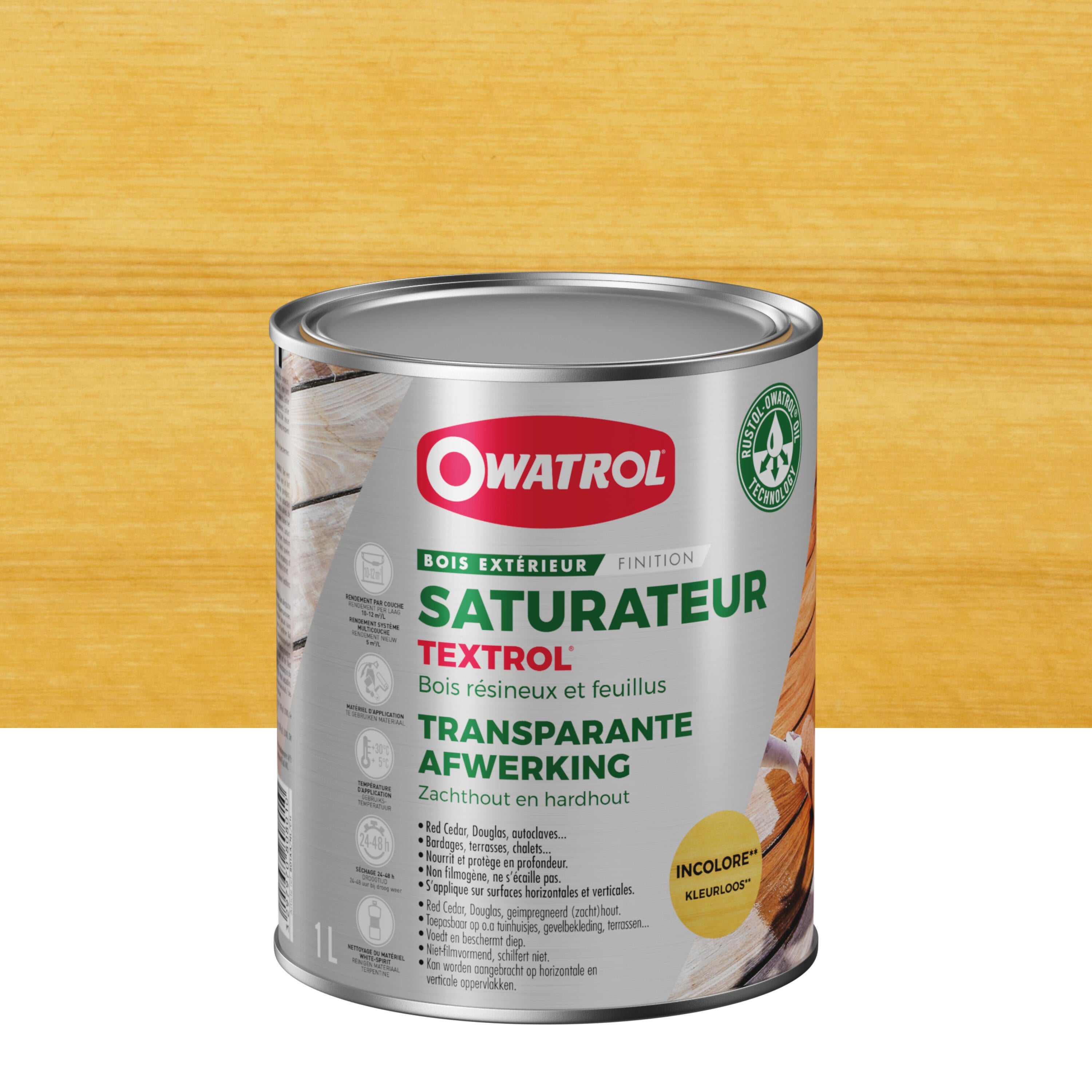 Saturateur pour bois extérieur OWATROL Textrol incolore mat 1 l | Leroy ...