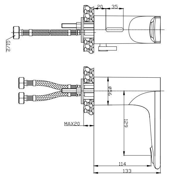 Grifo de lavabo EDOUARD ROUSSEAU NUUK monomando con sensor infrarrojos. Cromo brillo. Latón - 2