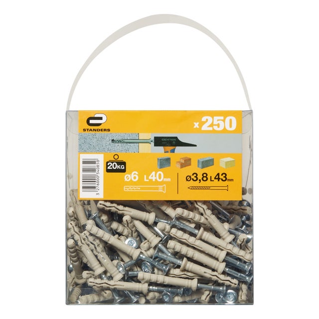 250 tacos clavar nailon materiales macizos STANDERS ø 6 mm y L.40 mm