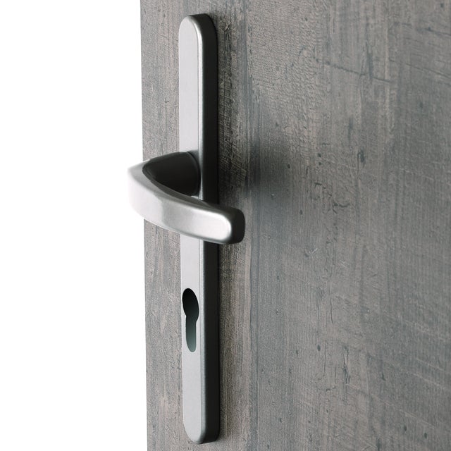 Poignée de porte sur plaque grise entraxe 195 mm Clé en I BEVERLY x2
