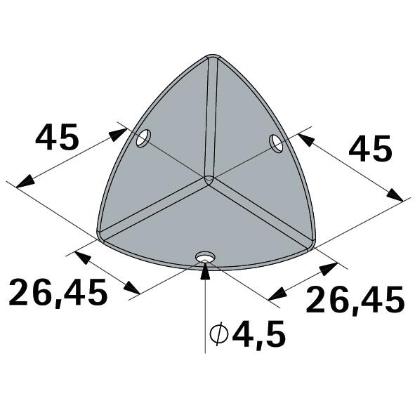 Coin de boîte acier laitonné HETTICH, L.45 mm - 2