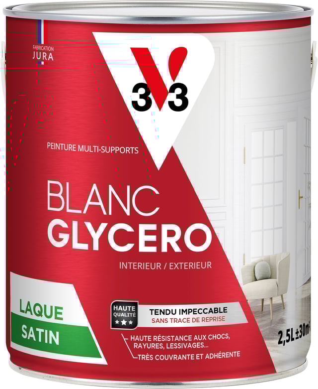 Peinture porte blanc satin V33 Glycéro 2.5L