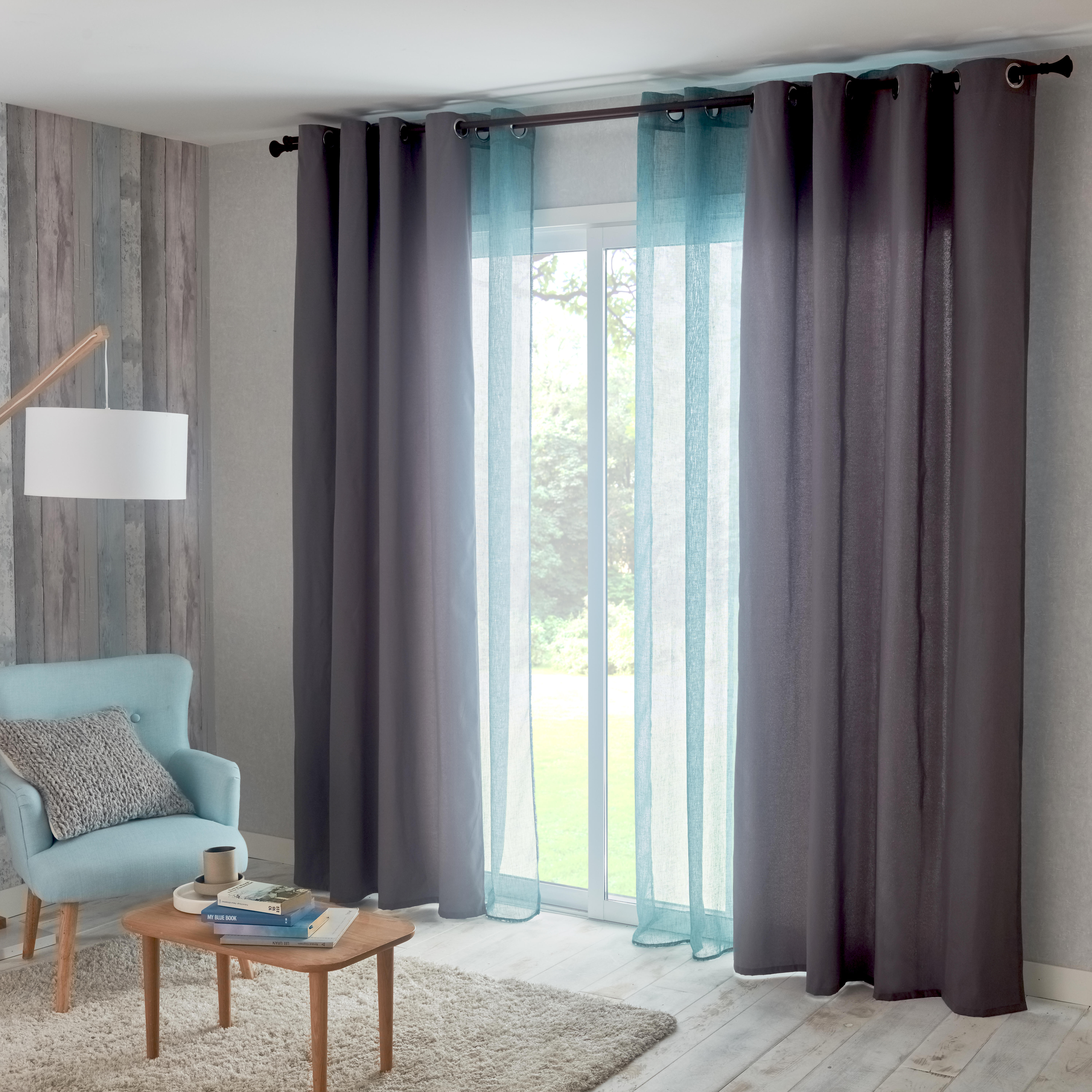 Voilage tamisant, Lium, bleu H.240 x l.140 cm - 5