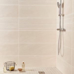 Carrelage mur intérieur effet pierre beige Milano l.30 x L.90 cm