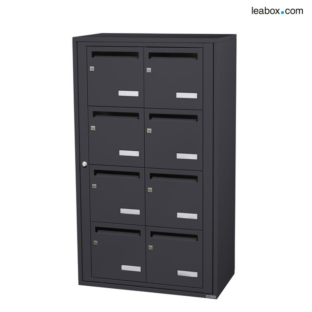 Boîte aux lettres collective intérieur LEABOX.COM 2x4 acier anthracite brillant
