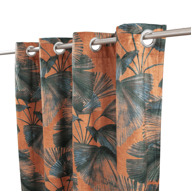 Rideau tamisant, Palme, marron H.260 x l.140 cm