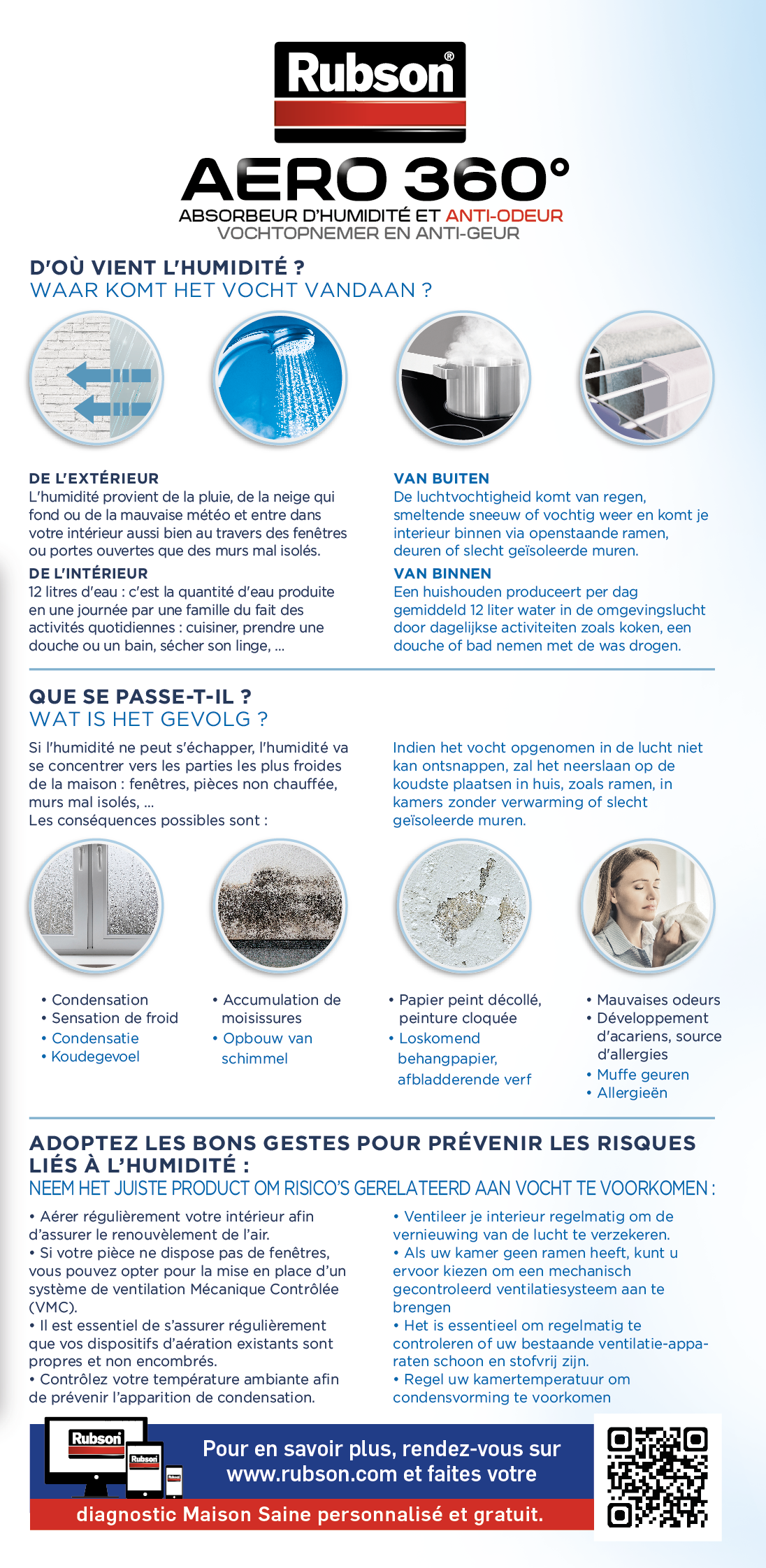 Absorbeur d'humidité avec une recharge RUBSON Aéro 360°, 20 m² - 7