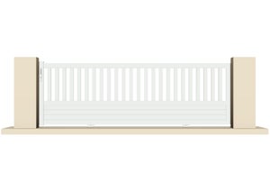 Portail coulissant pvc Sully blanc, l.358 x H.120 cm