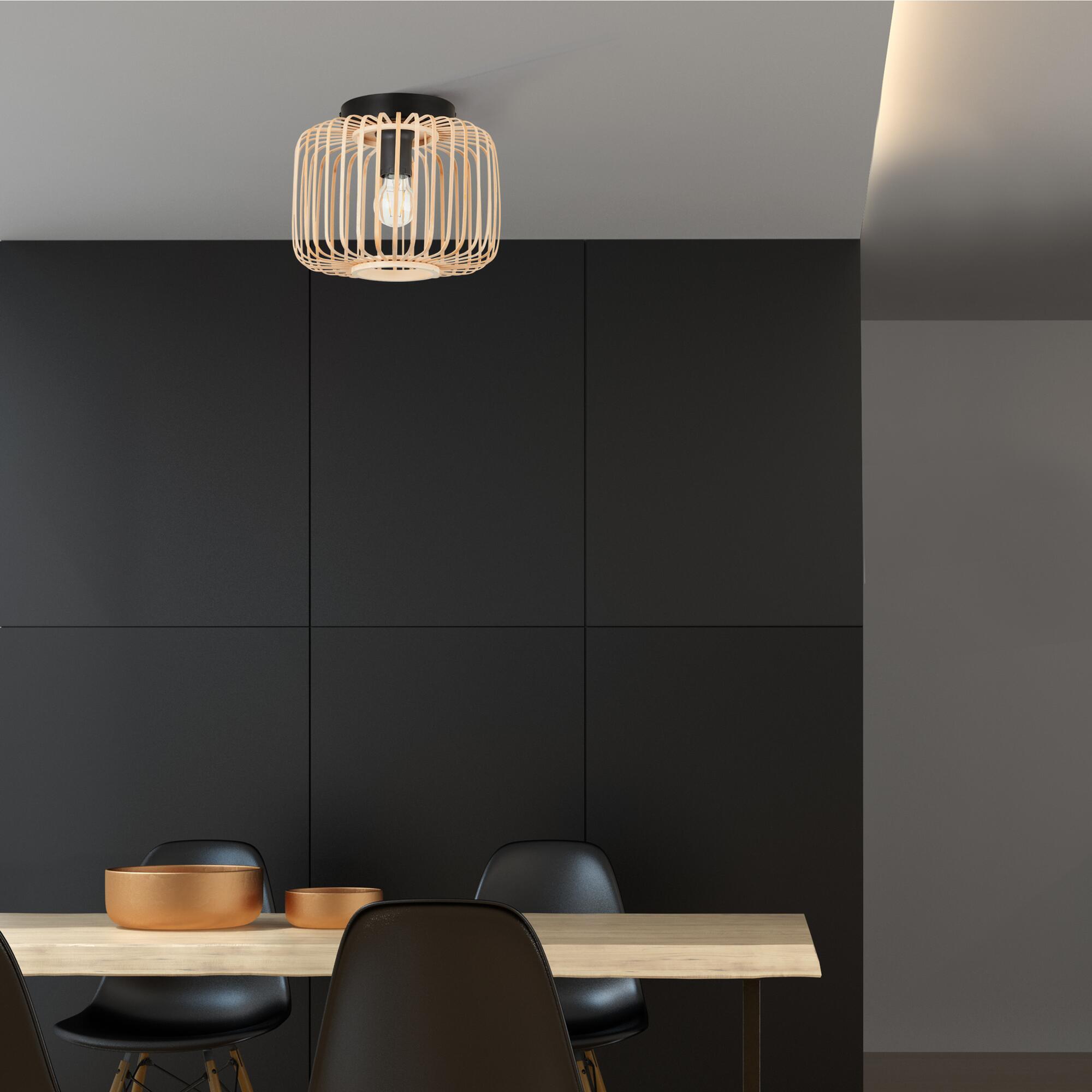 Plafón cilíndrico 1 luz E27 beige y negro ø28 cm - 3