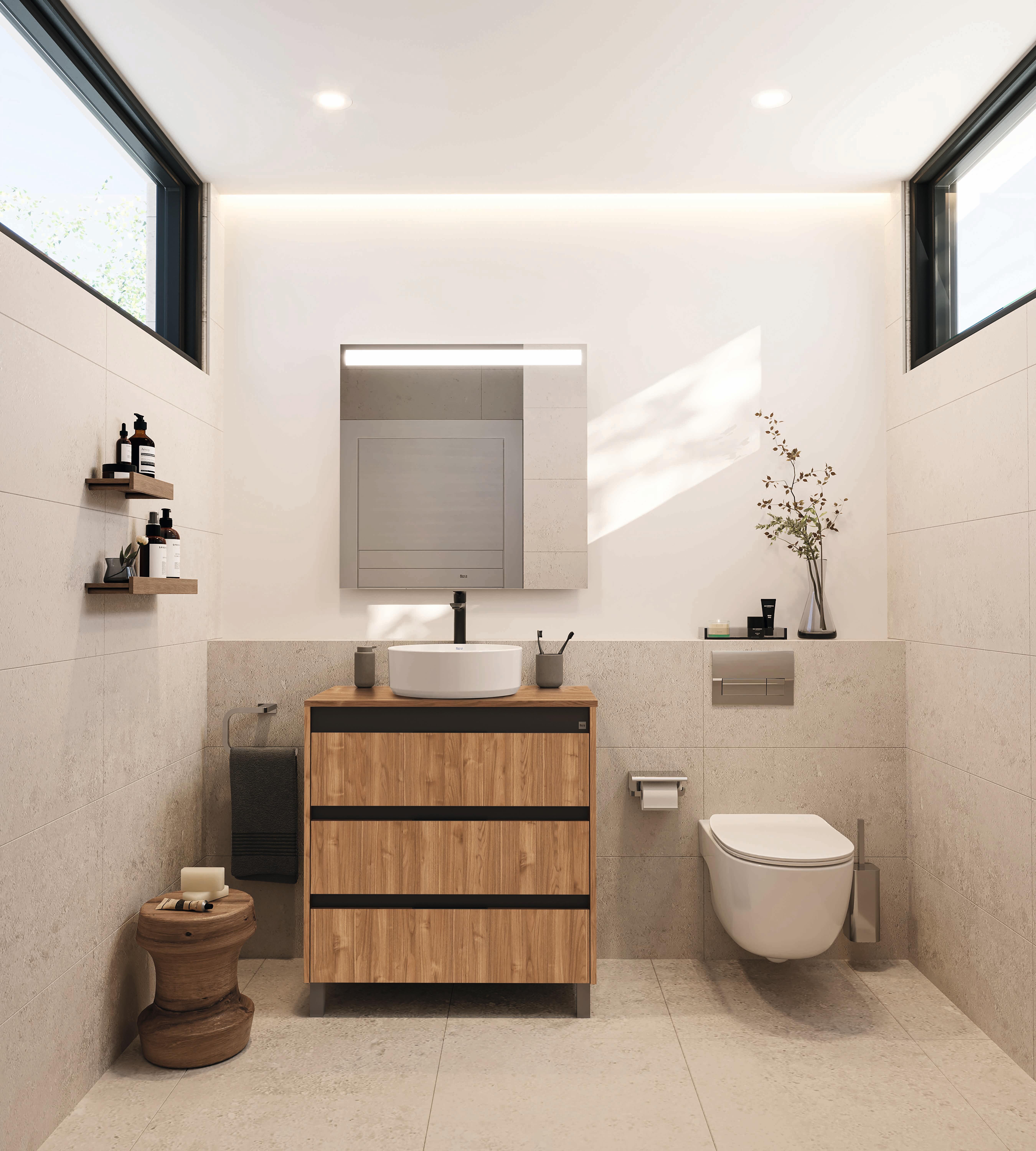 Mueble de baño con lavabo alpine nogal 70x46 cm
