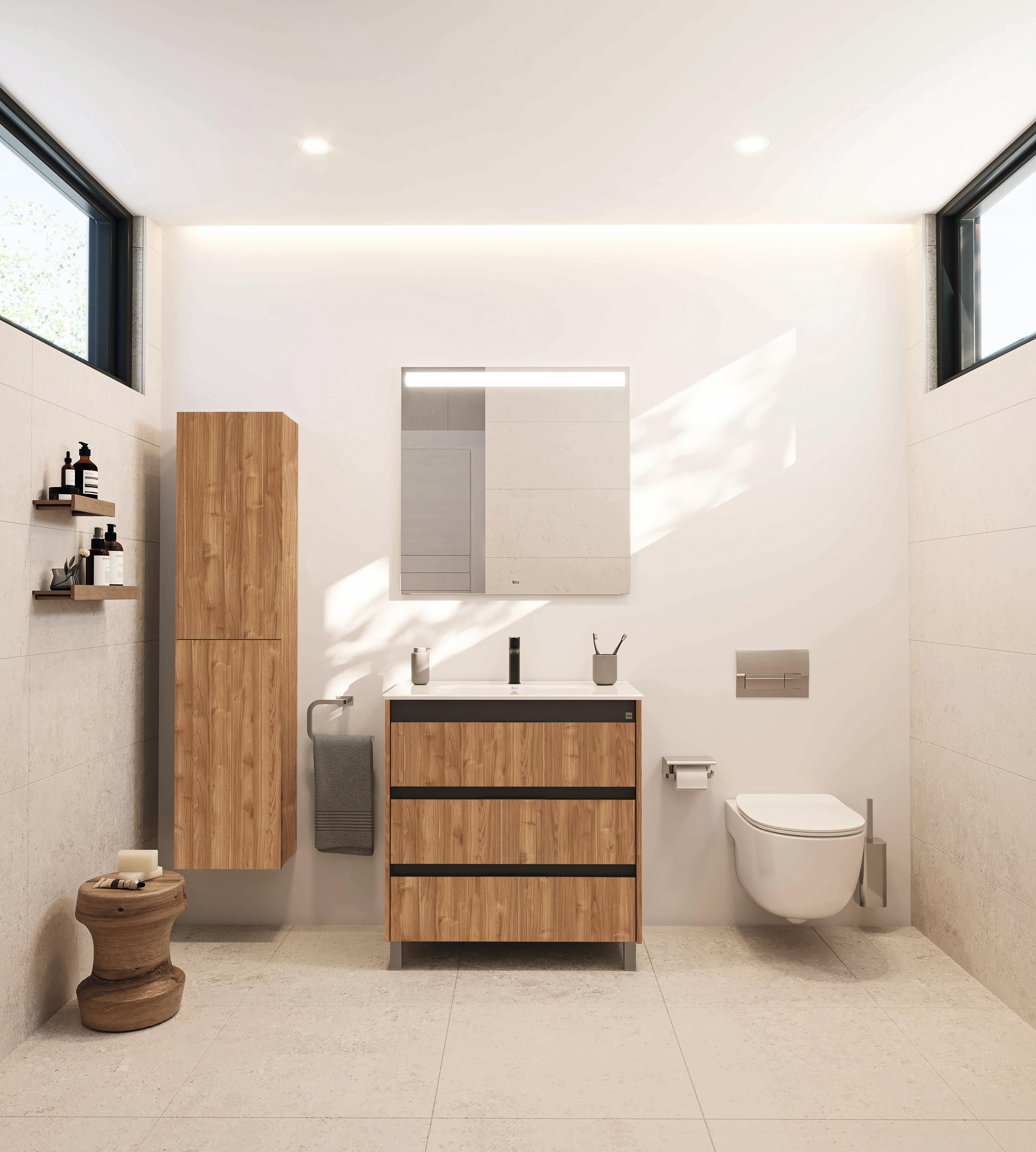 Mueble de baño con lavabo alpine nogal 70x46 cm