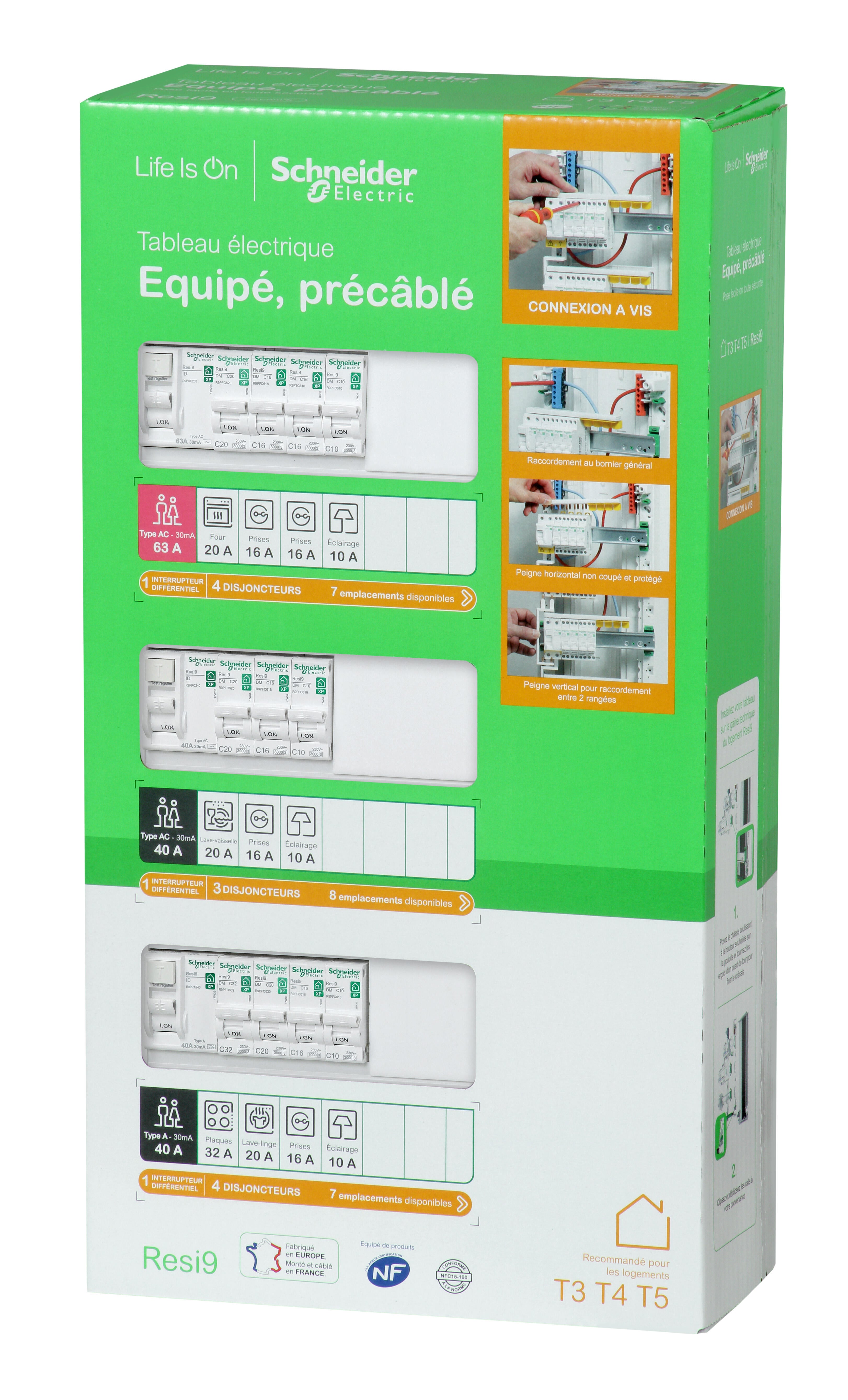 Tableau précâblé logement du T3 au T4 3 rangées Resi9 XP, SCHNEIDER ELECTRIC - 5