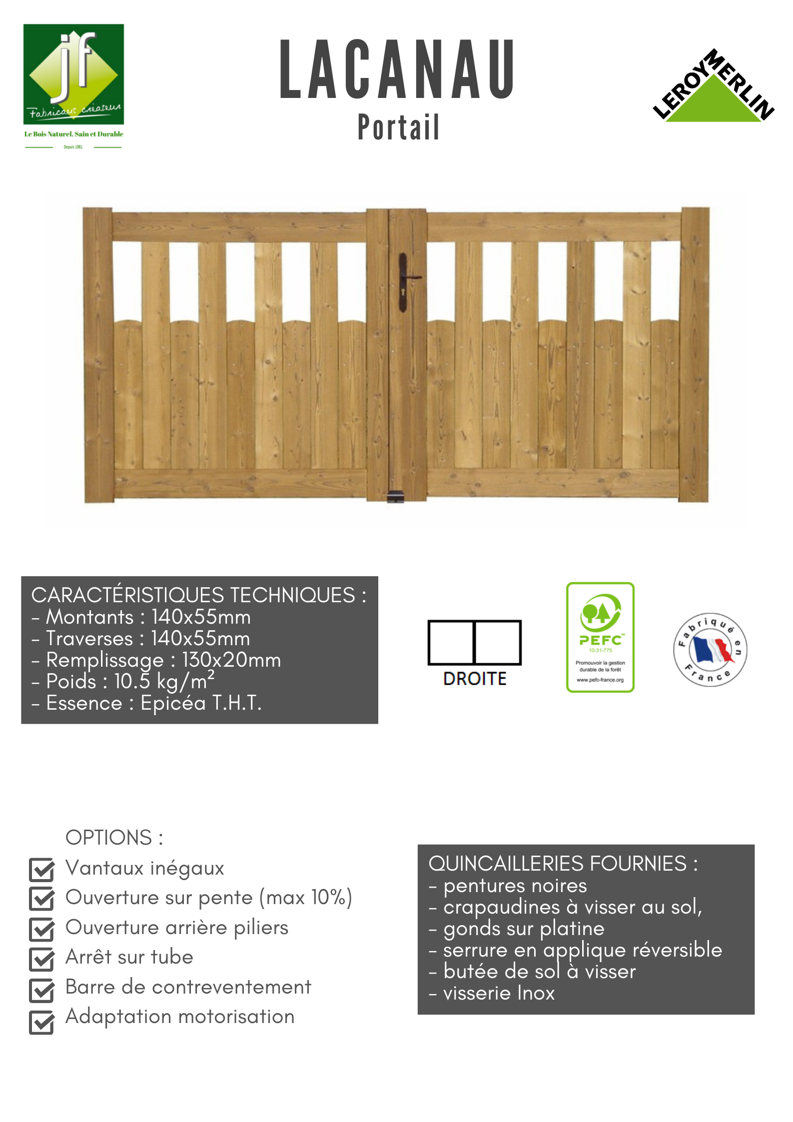 Portail coulissant bois Coulissant lacanau 3,5m naturel JOUEN FRERES, l — free download