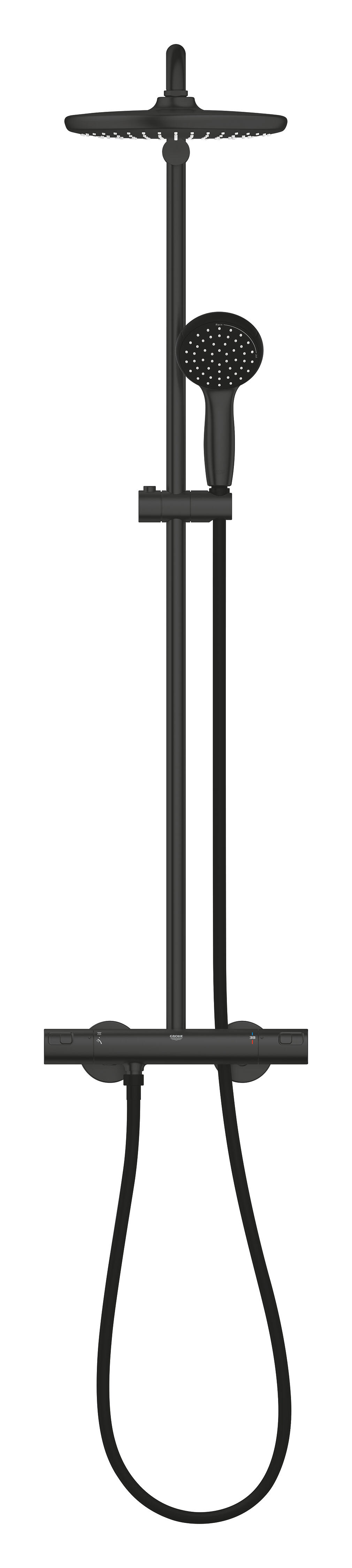 Conjunto de duche com torneira termostática preto 175 cm Grohe Vitalio - 14