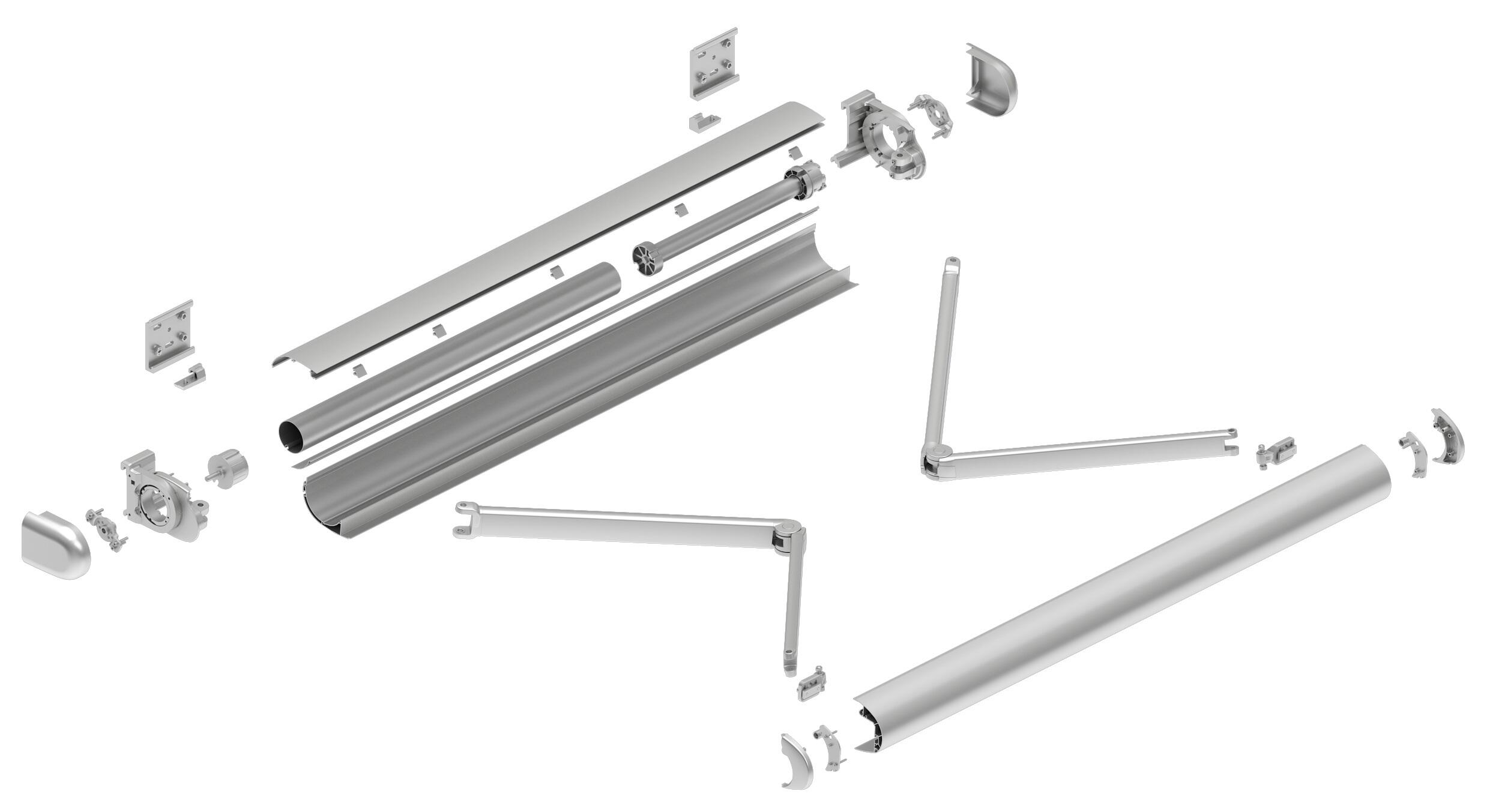 Store banne motorisé 5.1 x 3.5 m Batz2 XL gris LED, toile acrylique gris carbone - 3