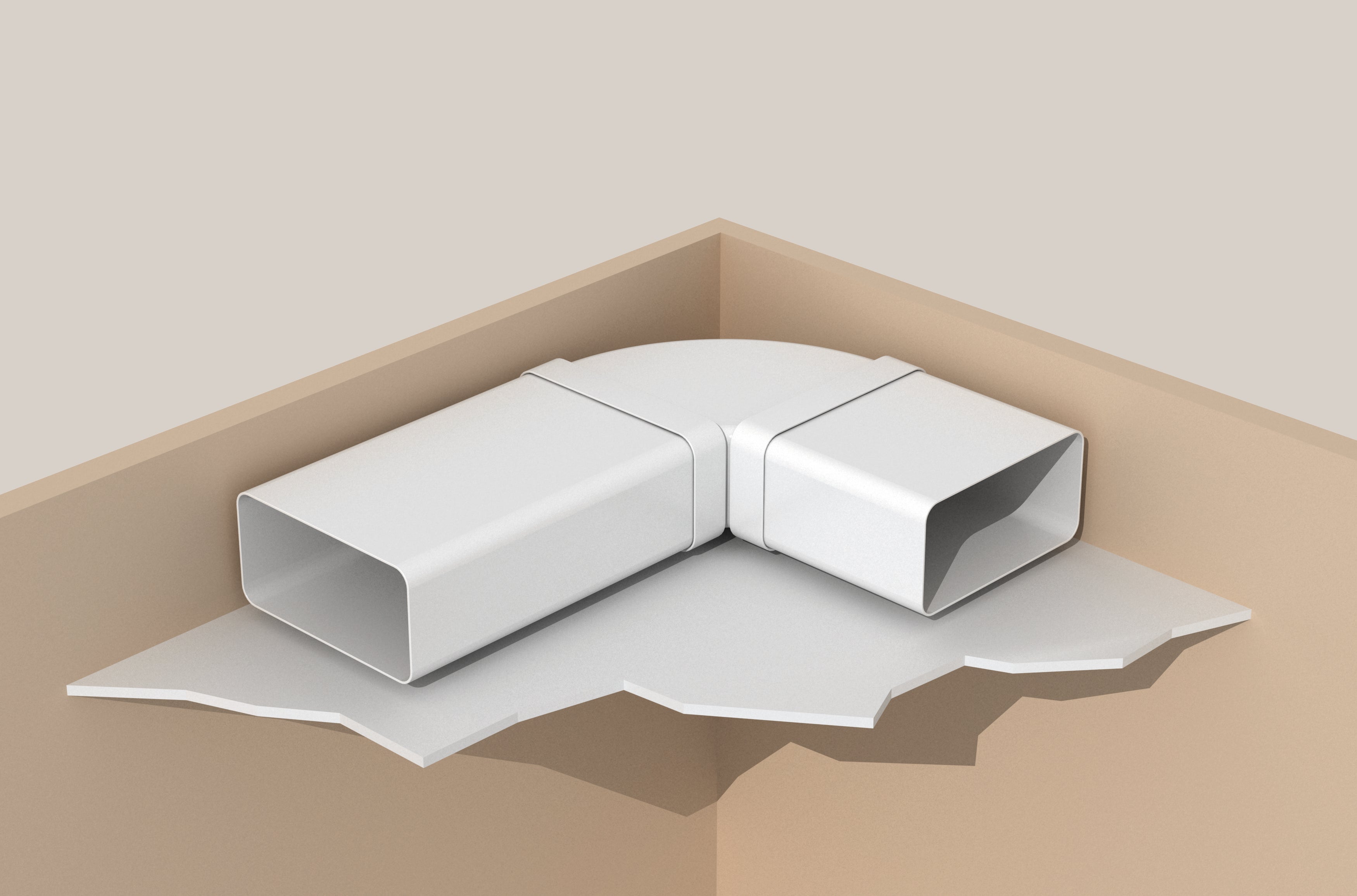 Coude 90° rectangulaire horizontal pvc S&P, Diam.125/125 mm Chr 125 - 2