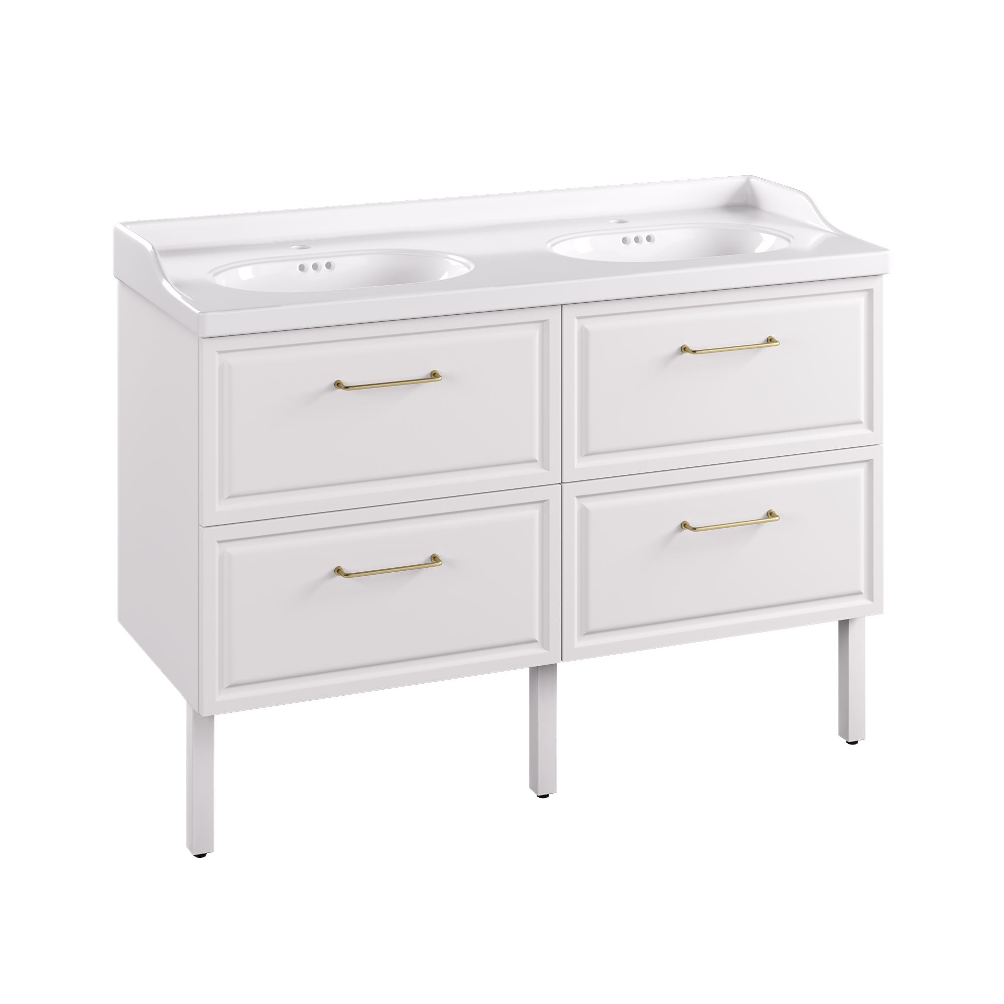 Meuble double vasque, 4t l.120 x H.57 x P.48.1 cm, blanc, Charm - 5