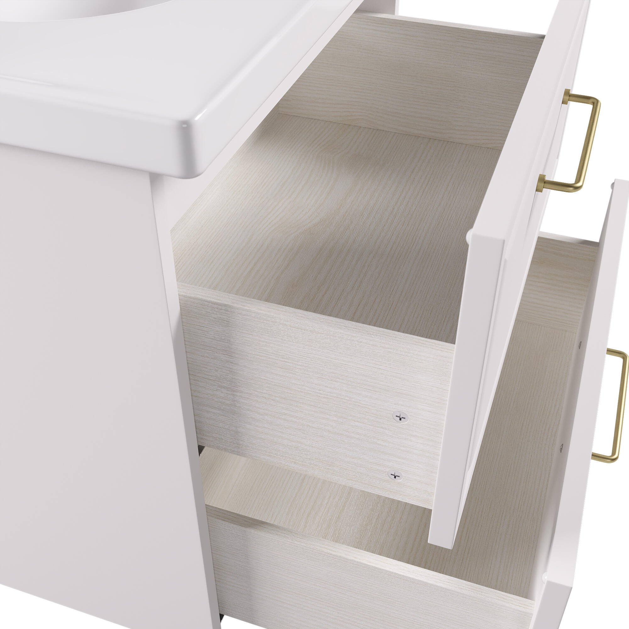 Mobile da bagno a terra sotto lavabo L 90 x H 57 x P 48.1 cm bianco laccato opaco, 2 cassetti SENSEA Charm - 7