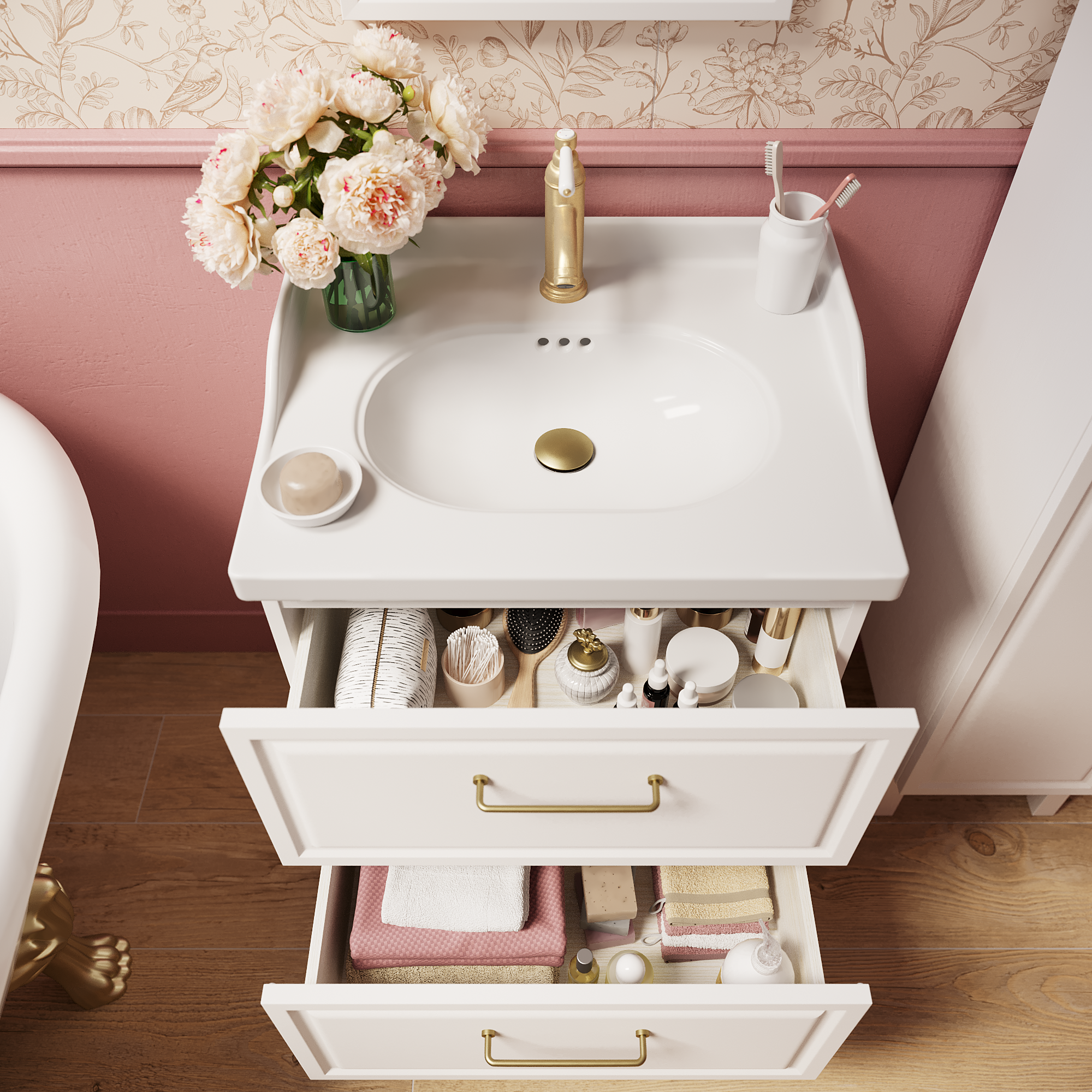 Meuble sous-vasque 2t l.60 x H.57 x P.48.1 cm blanc Charm - 12