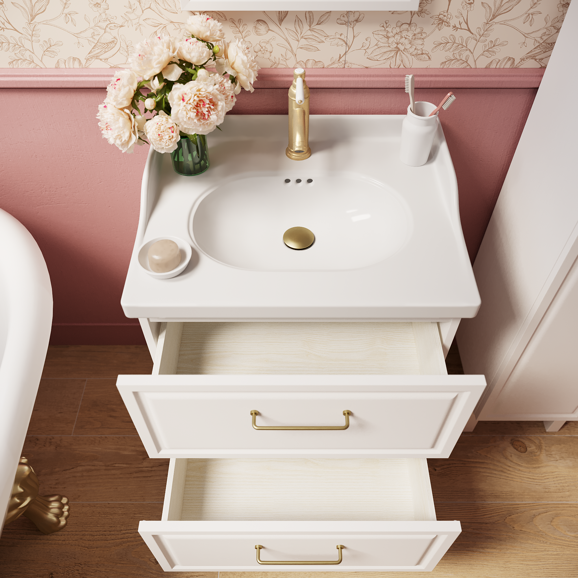 Meuble sous-vasque 2t l.60 x H.57 x P.48.1 cm blanc Charm - 13