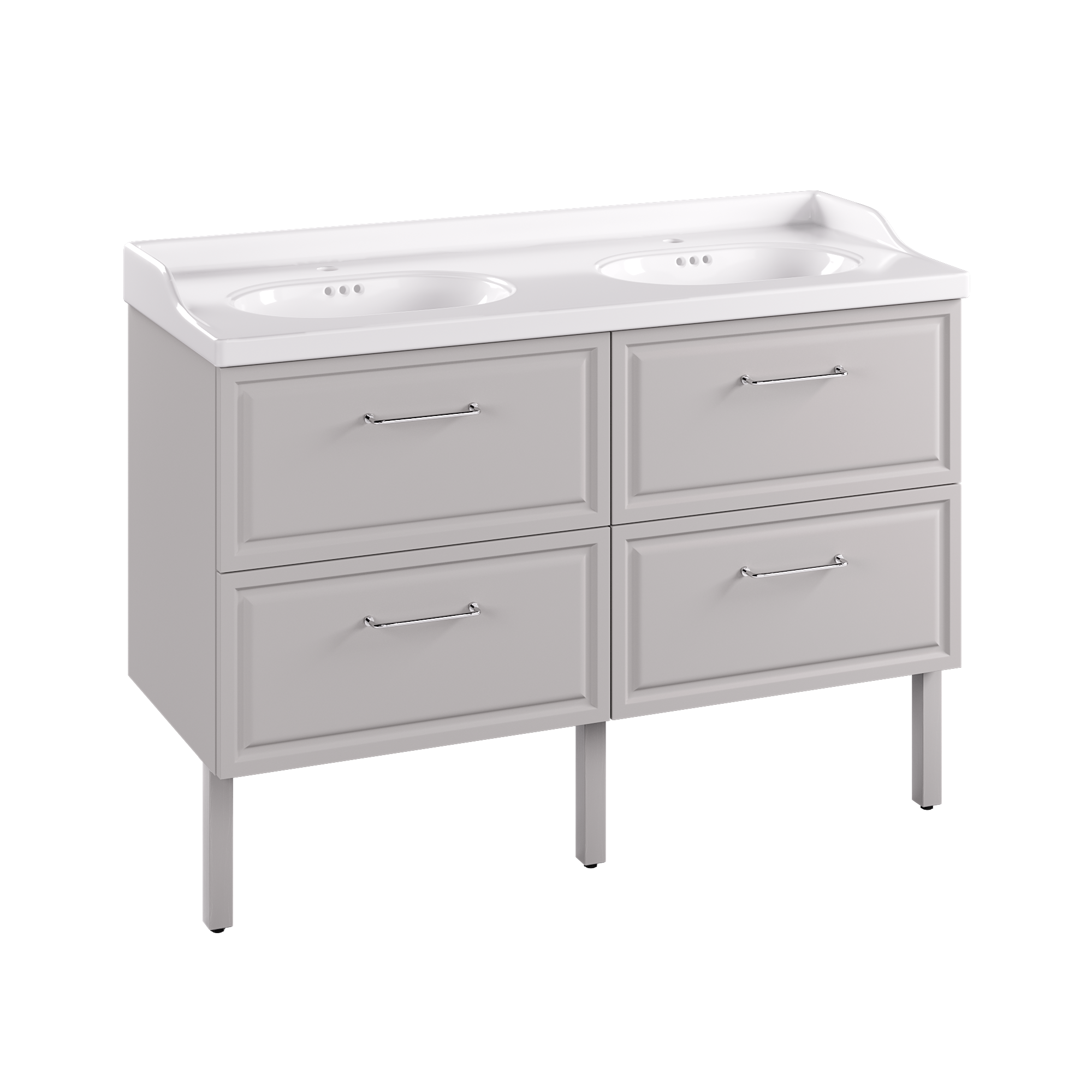Lavabo a incasso rettangolare doppia vasca Charm L 121 x H 20 x P 49.7 cm in ceramica bianco satinato - 19