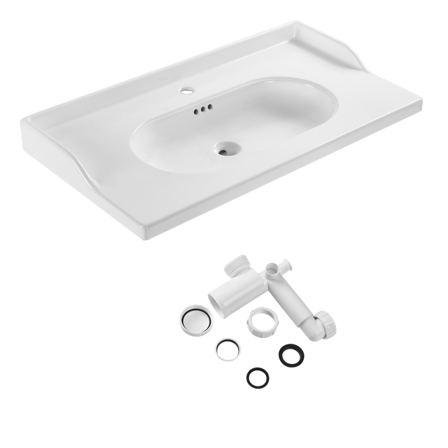 Plan simple vasque Céramique Charm l.91.8 x P.49.7 x h.19.8 cm/vidage inclus