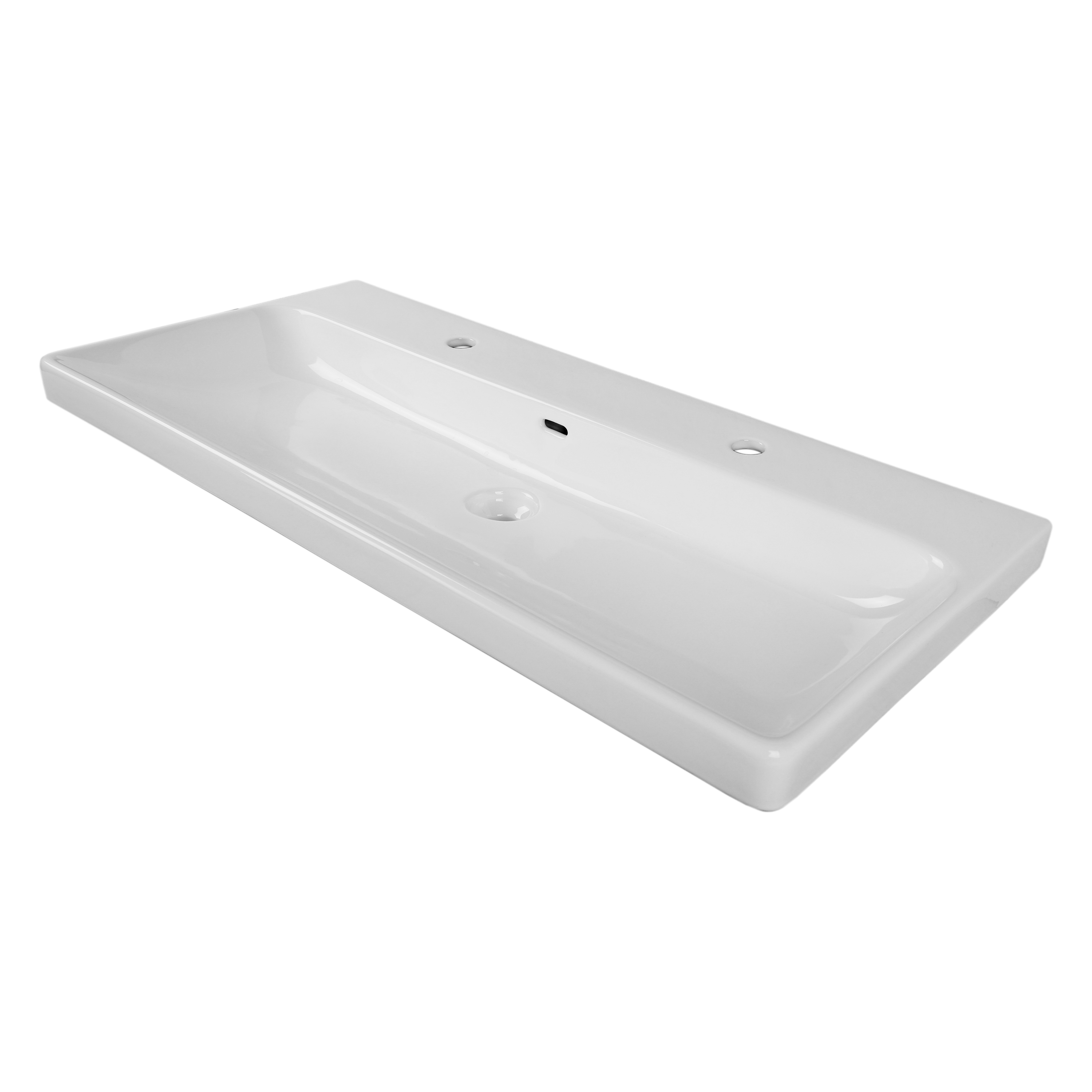 Lavabo a incasso rettangolare vasca centrale Remix L 106 x H 16.5 x P 49.7 cm in ceramica bianco lucido - 10