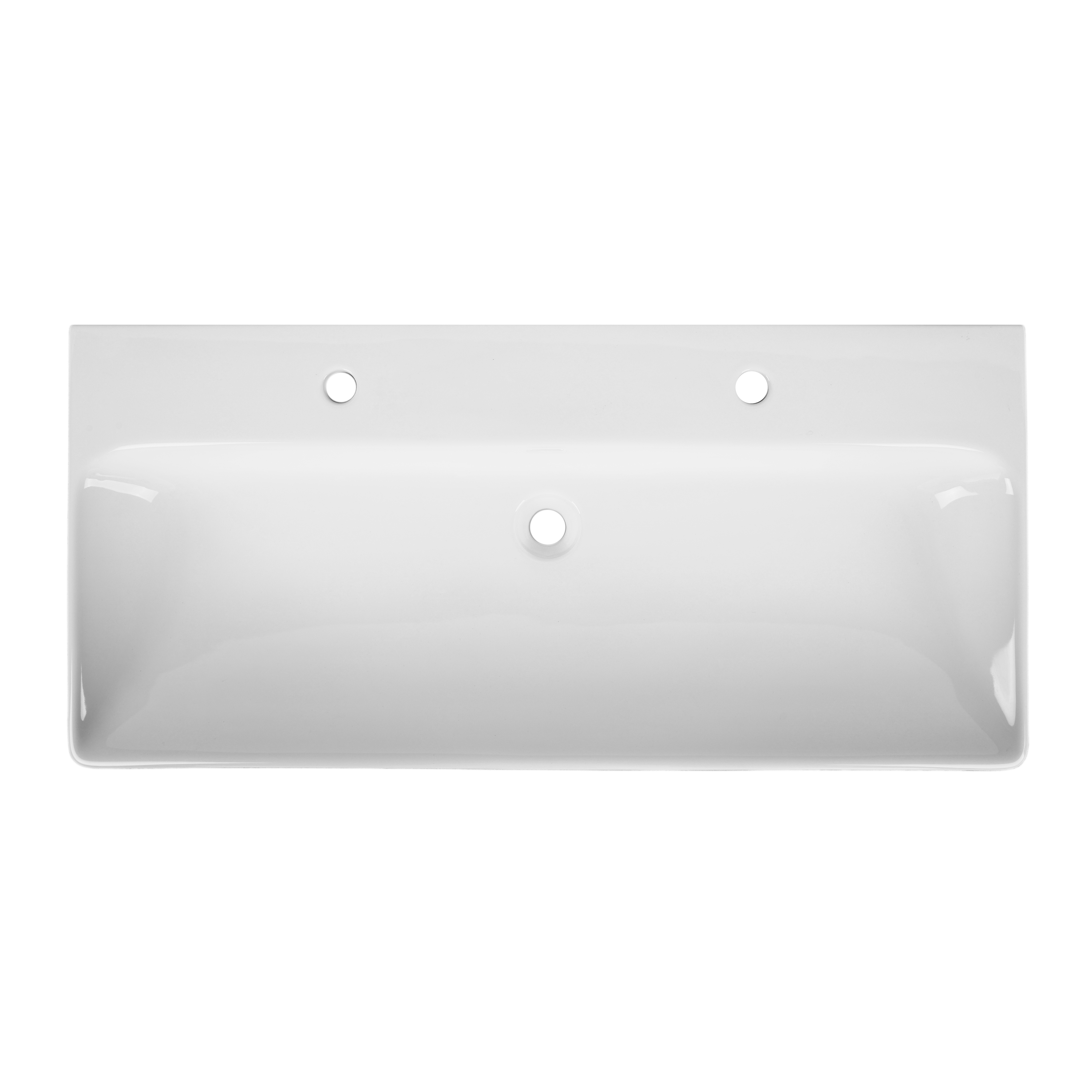 Lavabo a incasso rettangolare vasca centrale Remix L 106 x H 16.5 x P 49.7 cm in ceramica bianco lucido - 9