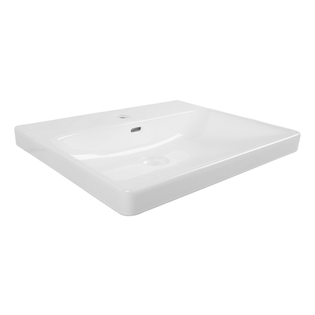 Lavabo a incasso rettangolare vasca centrale Remix L 61 x H 16.5 x P 49.5 cm in ceramica bianco lucido