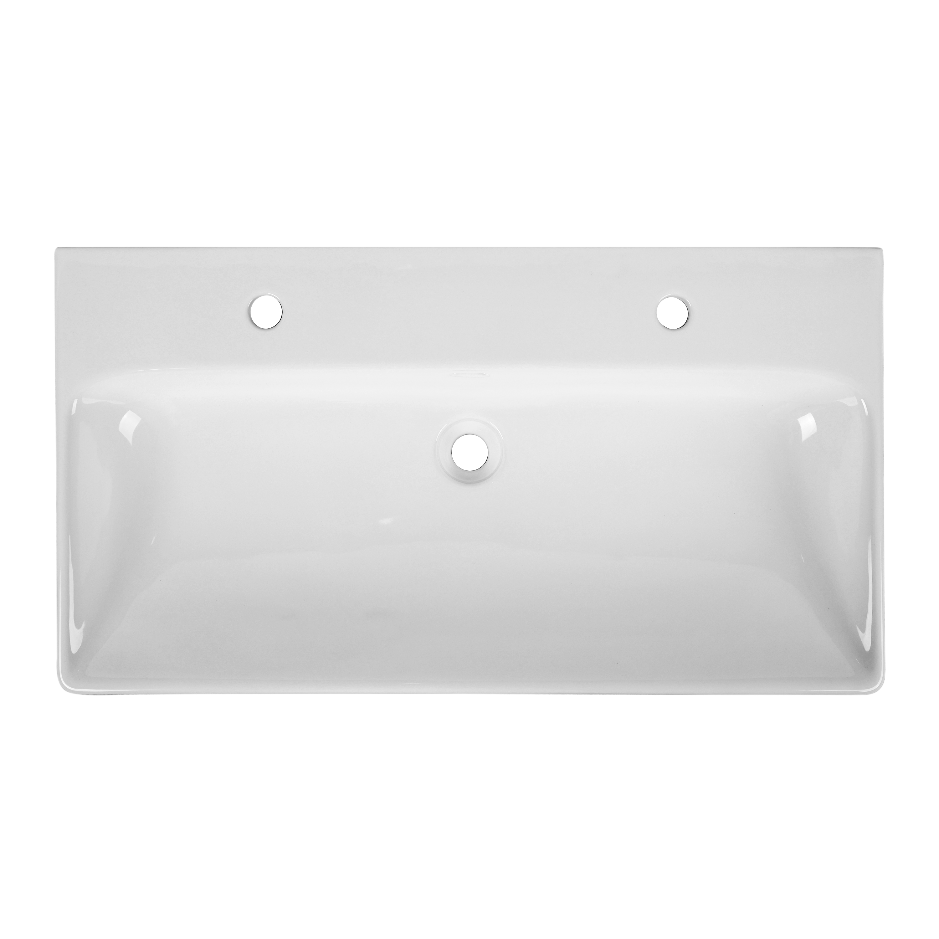 Plan simple vasque Remix, 2 robinets, Céramique l.91 x P.49.7 cm/vidage inclus - 7