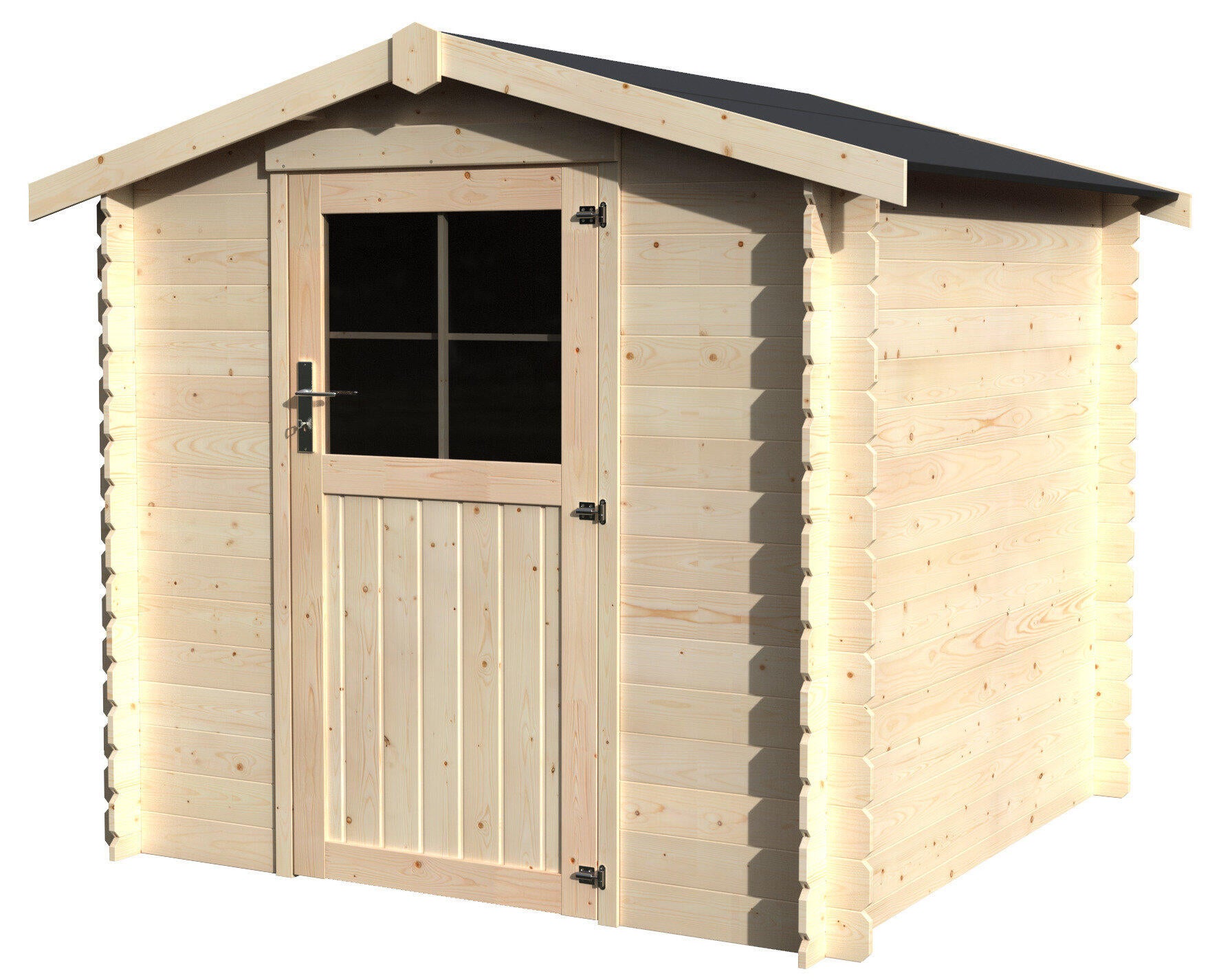 caseta de madera haya de 230x203x213 cm y 437 m2 con 19 mm espesor y puerta abatible decor et jardin