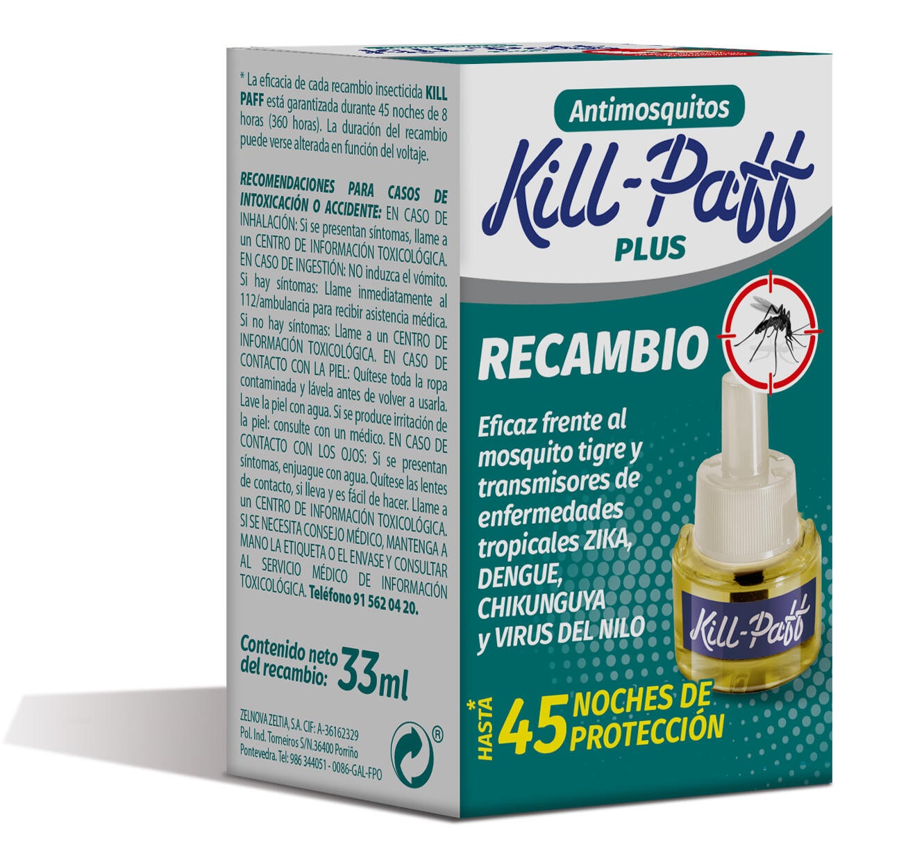 Insecticida eléctrico ZELNOVA recambio de 33 ml. - 2