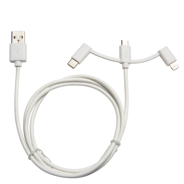 Câble 3 en 1 Lightning/micro USB/USBC, 1m, Lexman