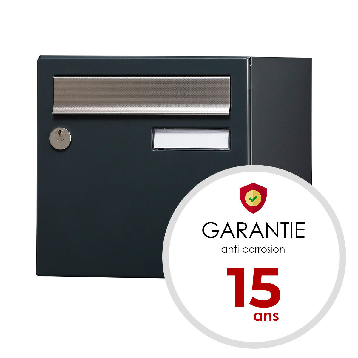 Boîte aux lettres normalisée 1 porte extérieur RENZ Allure acier anthracite mat - 3