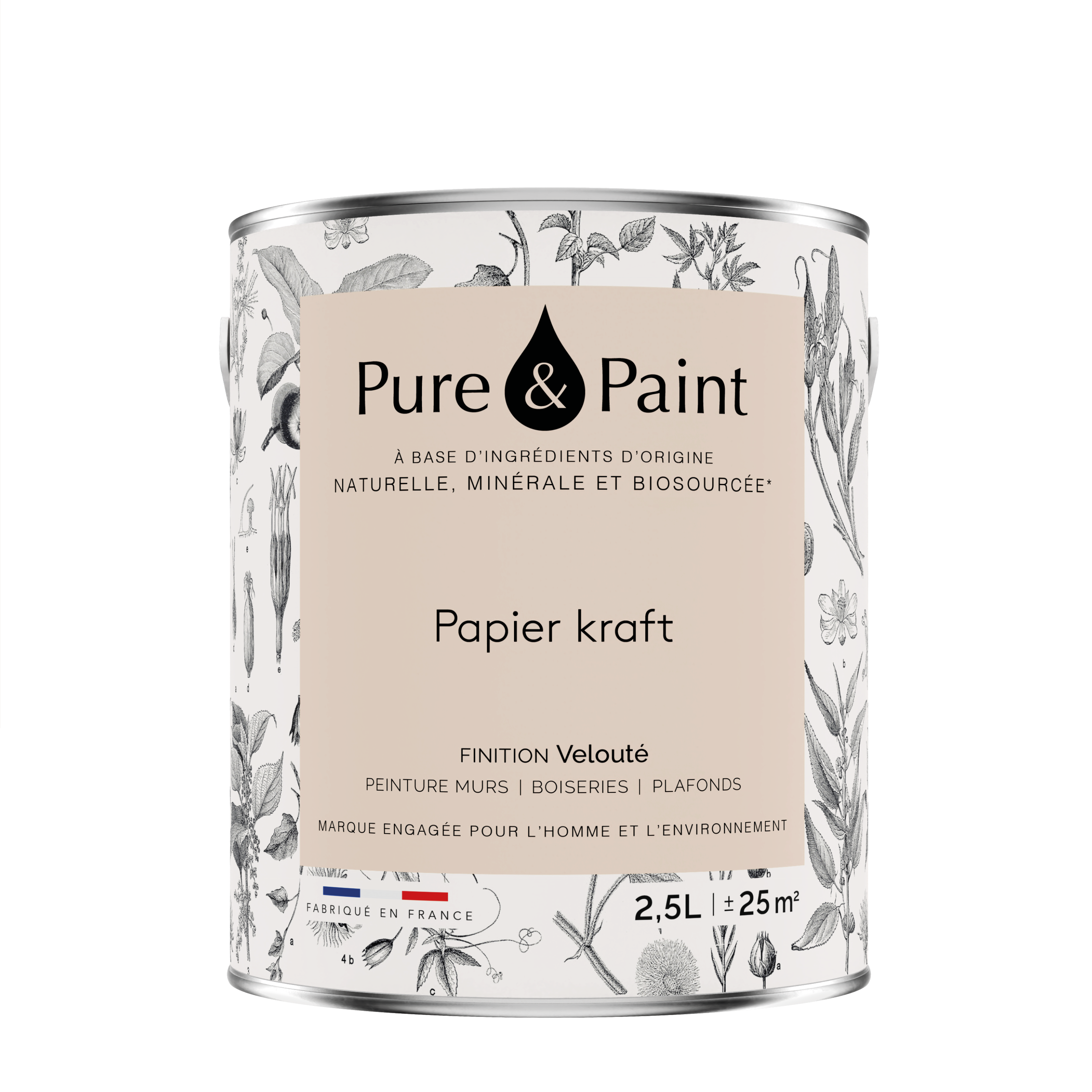 Peinture mur, boiserie papier kraft velours PURE & PAINT , 2.5L - 7