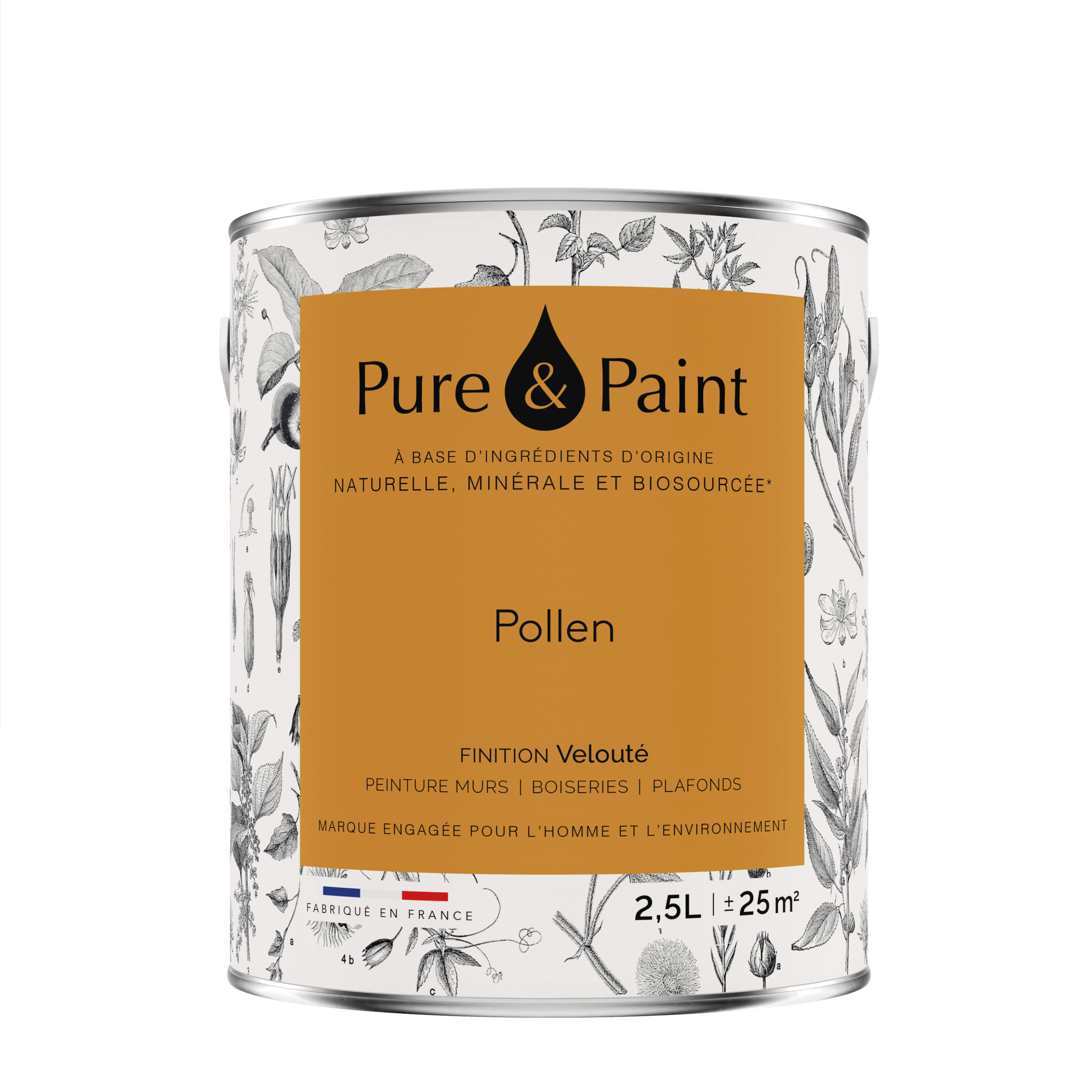 Peinture mur, boiserie pollen velours PURE & PAINT , 2.5L - 8