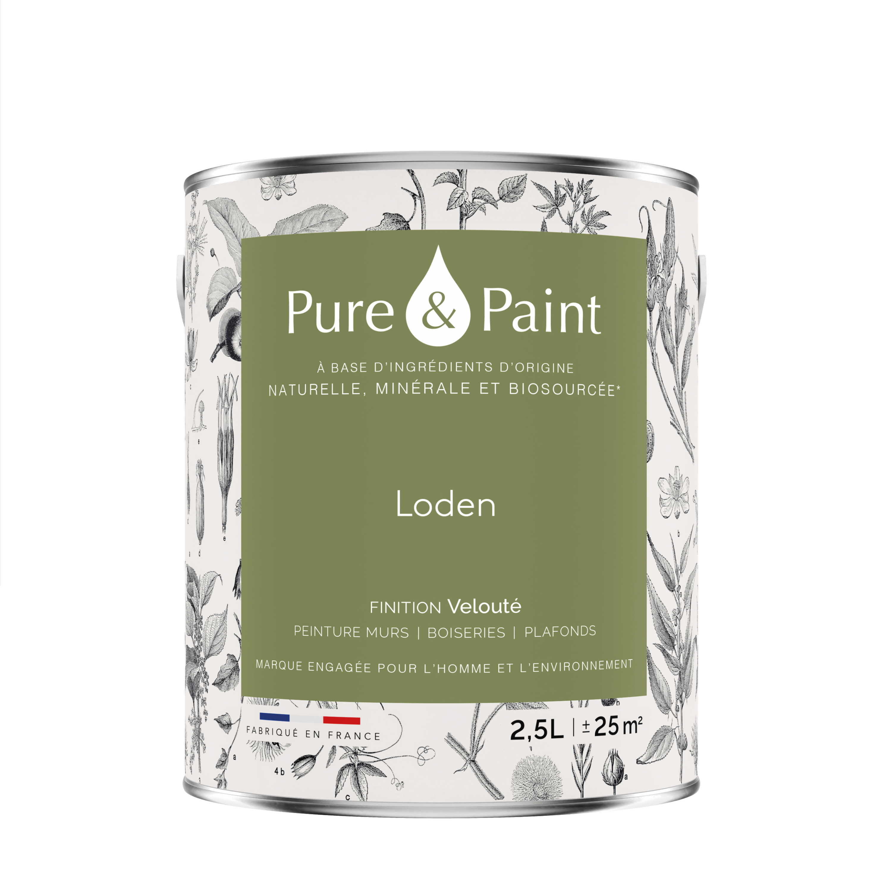 Peinture mur, boiserie loden velours PURE & PAINT , 2.5L - 7