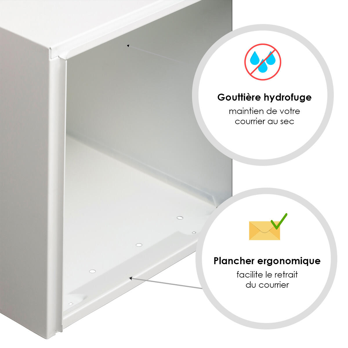 Boîte aux lettres 2 portes extérieur RENZ Soléa acier blanc mat - 6