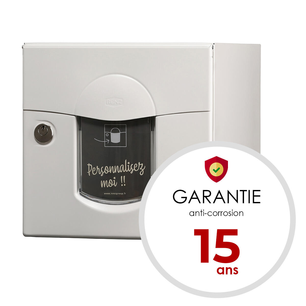Boîte aux lettres 2 portes extérieur RENZ Soléa acier blanc mat - 5