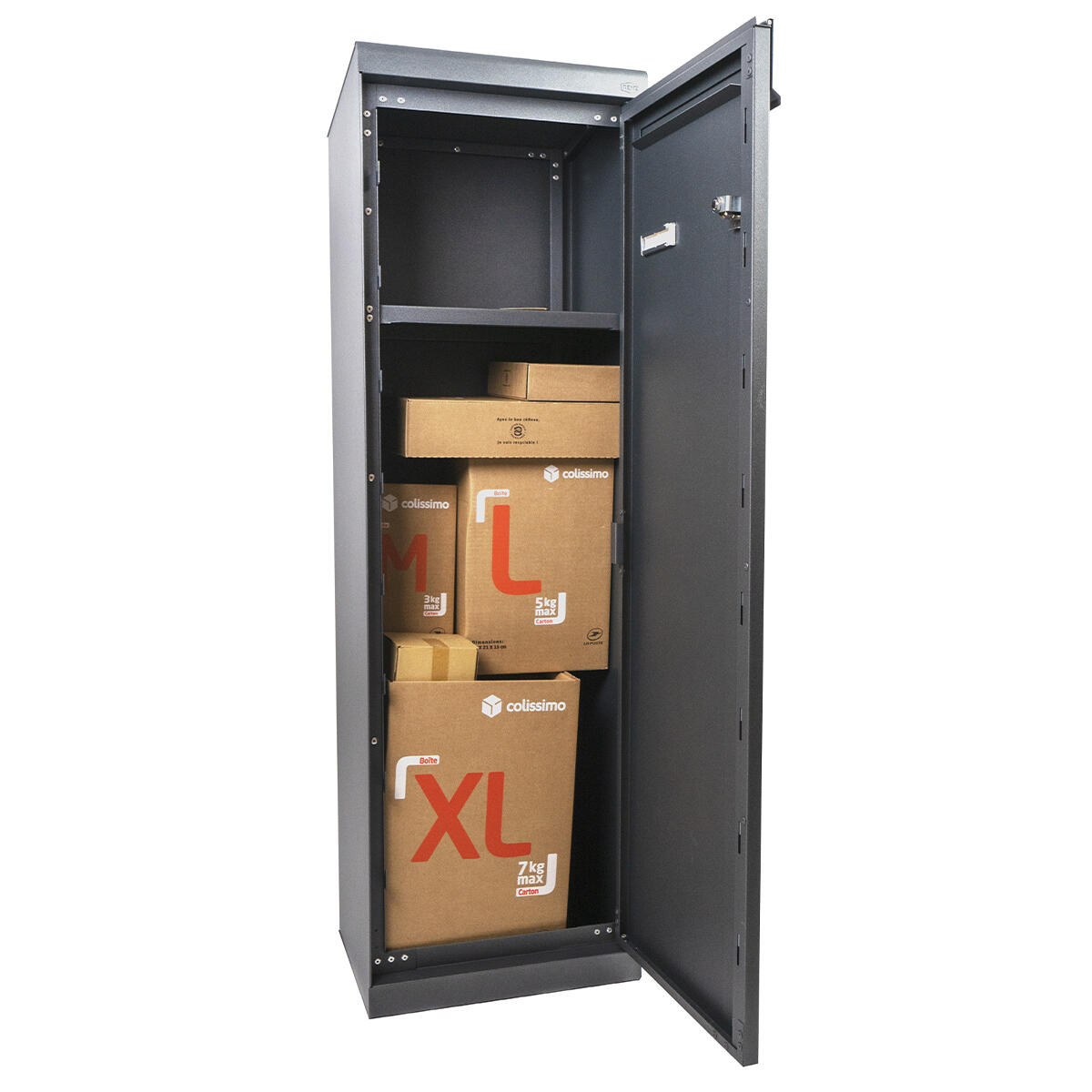 Boîte à colis normalisée la poste 1 porte extérieur RENZ Twin xl acier gris - 2