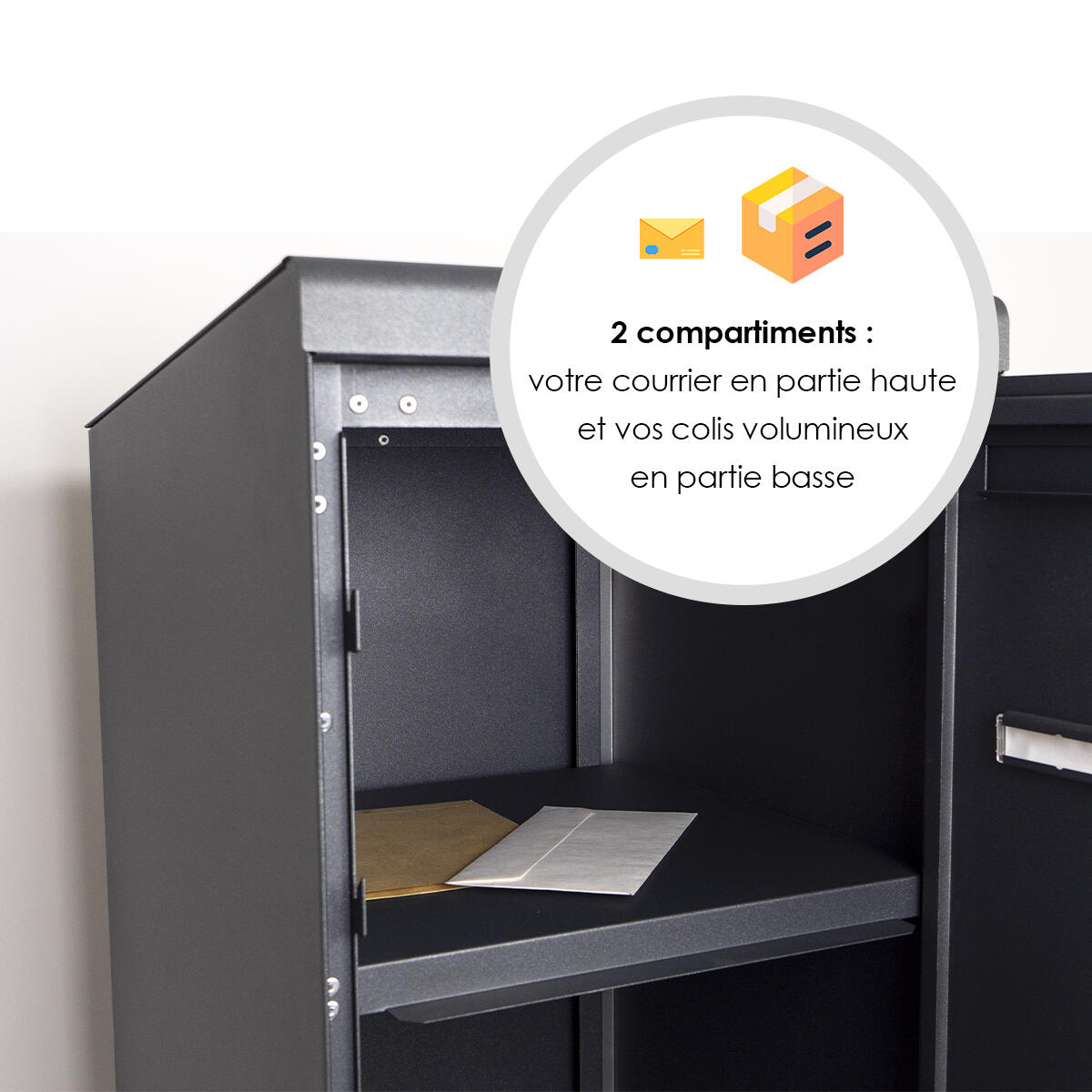 Boîte à colis normalisée la poste 1 porte extérieur RENZ Twin xl acier gris - 7