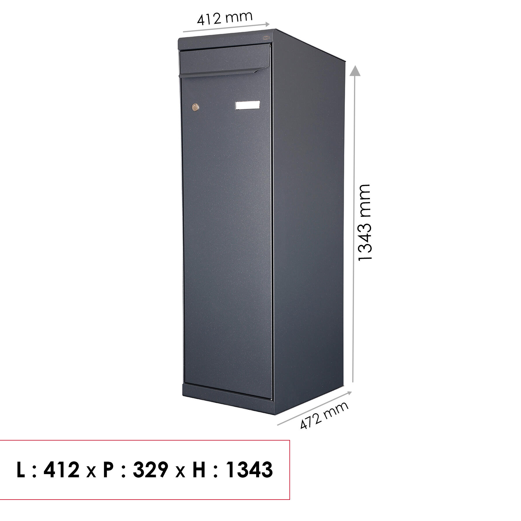 Boîte à colis normalisée la poste 1 porte extérieur RENZ Twin xl acier gris - 3