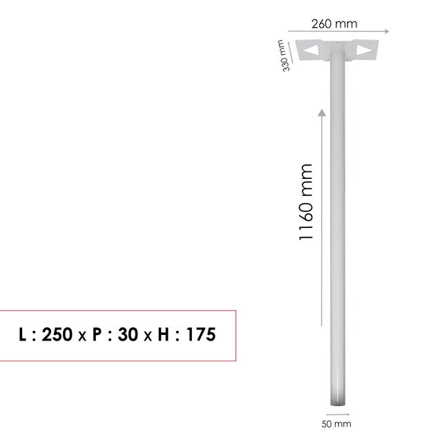 Pied de boîte aux lettres H.116 x l.33 x P.5 cm RENZ, blanc