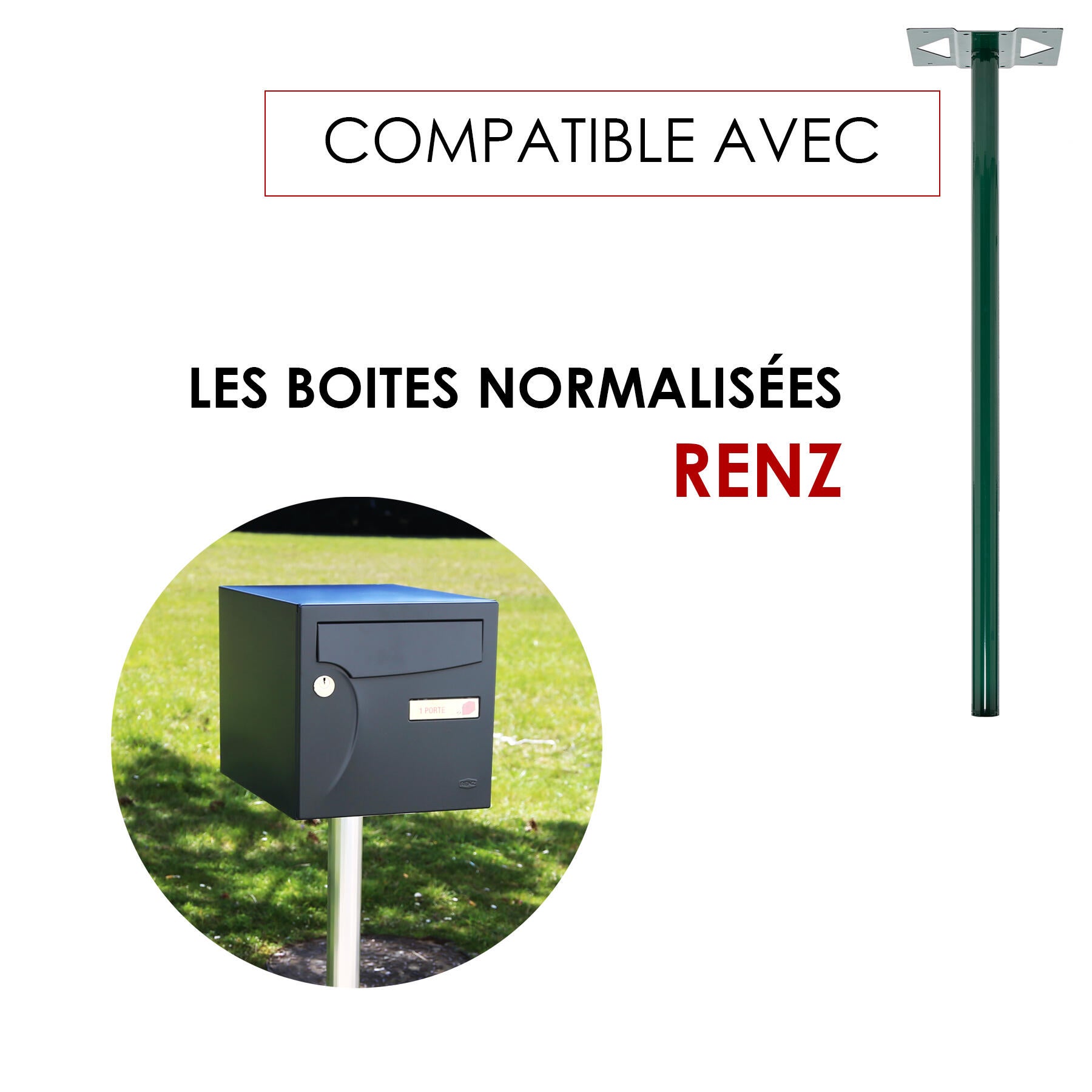 Pied de boîte aux lettres H.116 x l.33 x P.5 cm RENZ, vert - 7