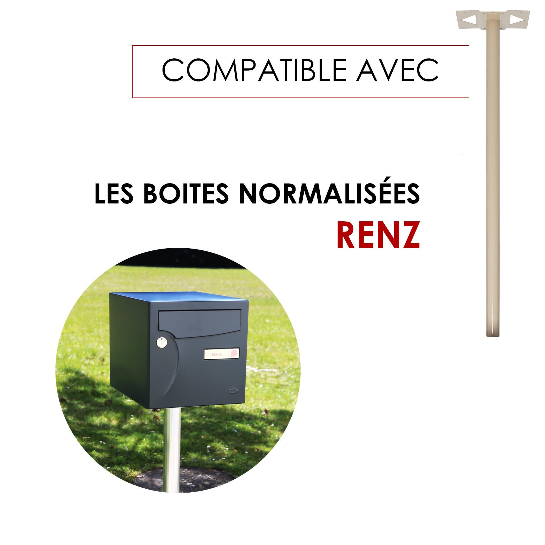 Pied H.116 x l.33 x P.5 cm RENZ, beige - 6