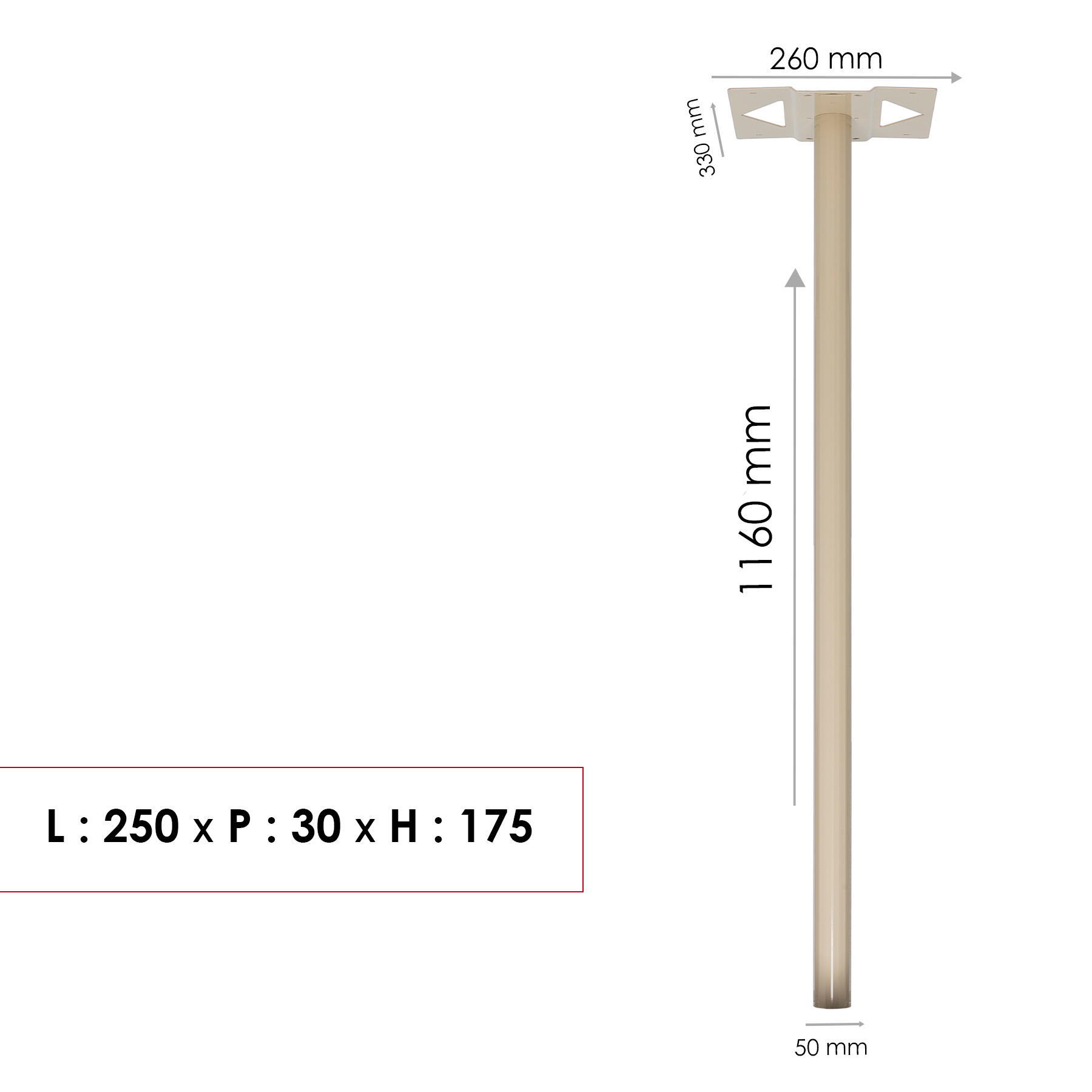 Pied H.116 x l.33 x P.5 cm RENZ, beige - 2