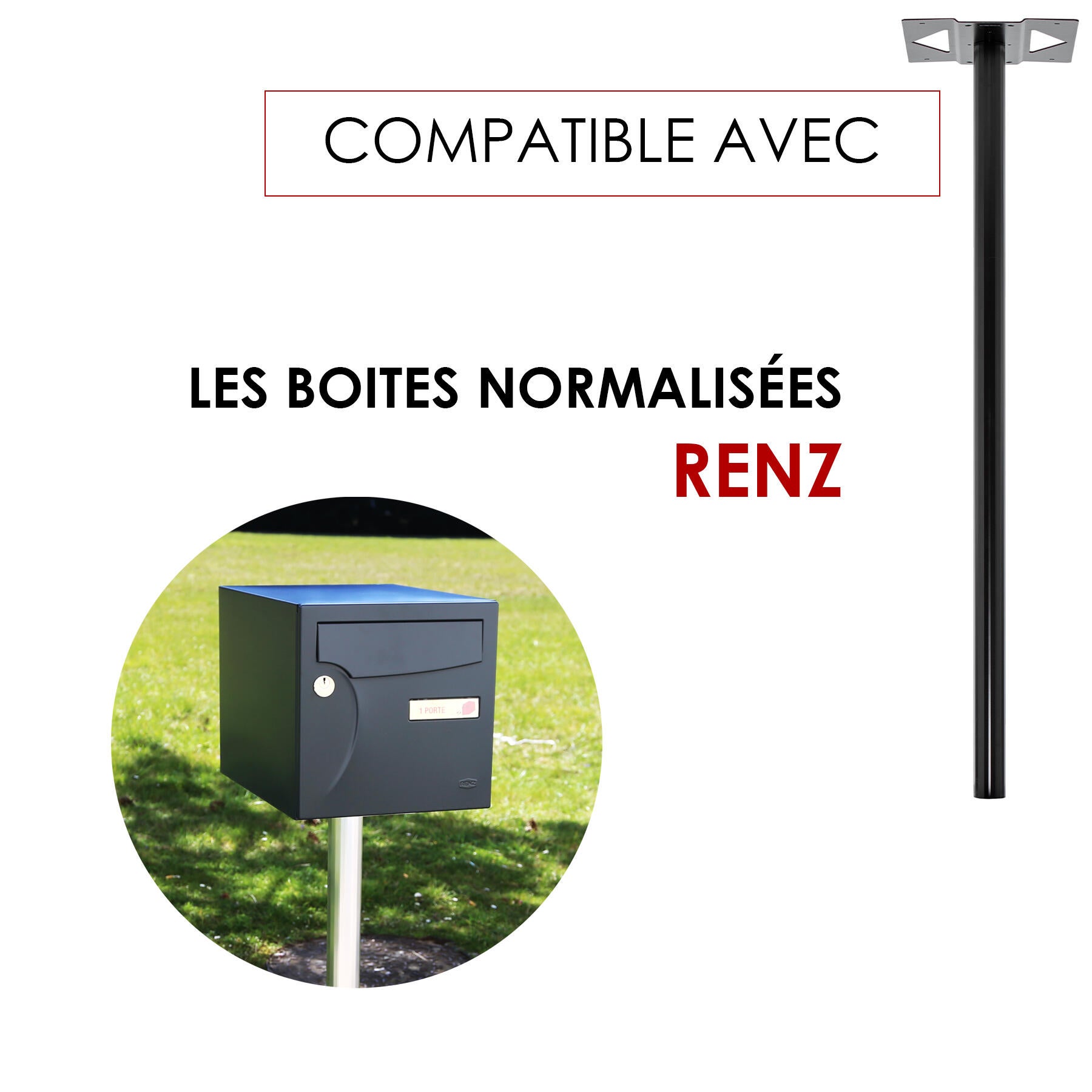 Pied H.116 x l.33 x P.5 cm RENZ, noir - 6