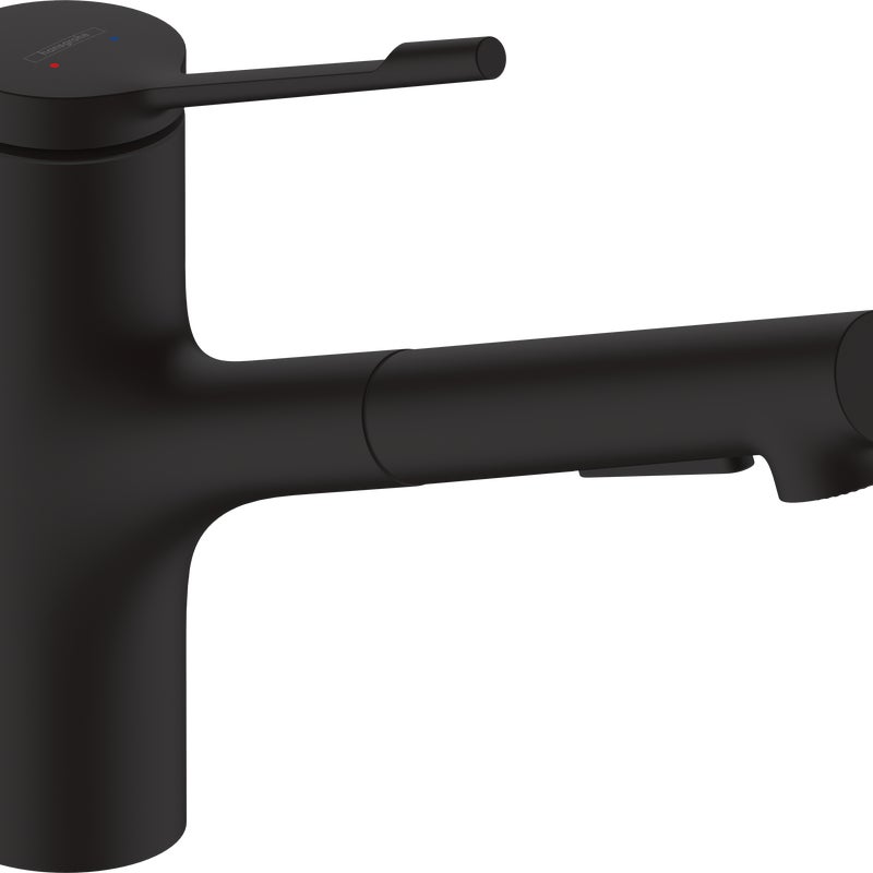 Bateria kuchenna z wyciąganą wylewką F 21 cm Zesis Lean Czarna Hansgrohe
