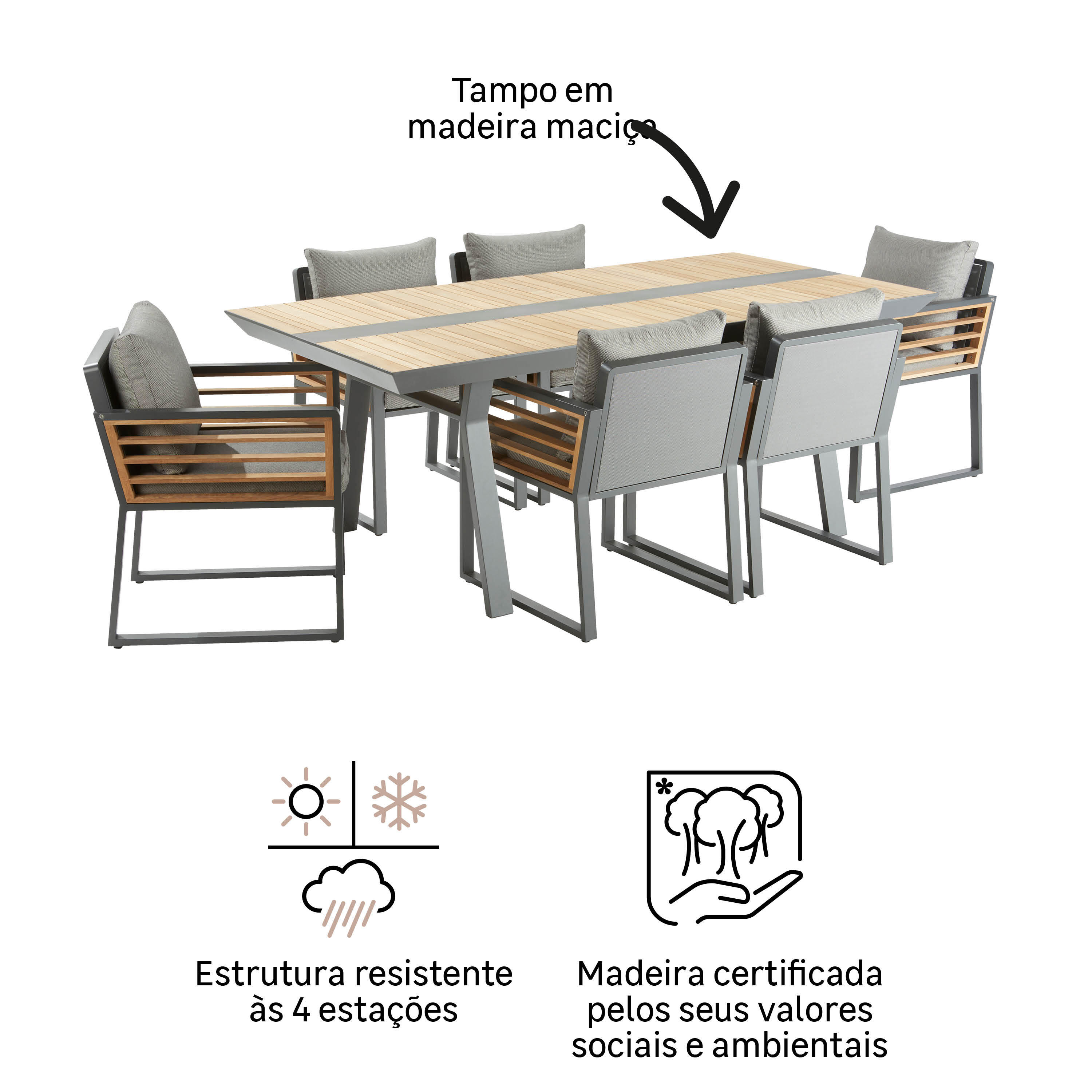 Mesa de alumínio NATERIAL IONIS 200X100X75CM - 9