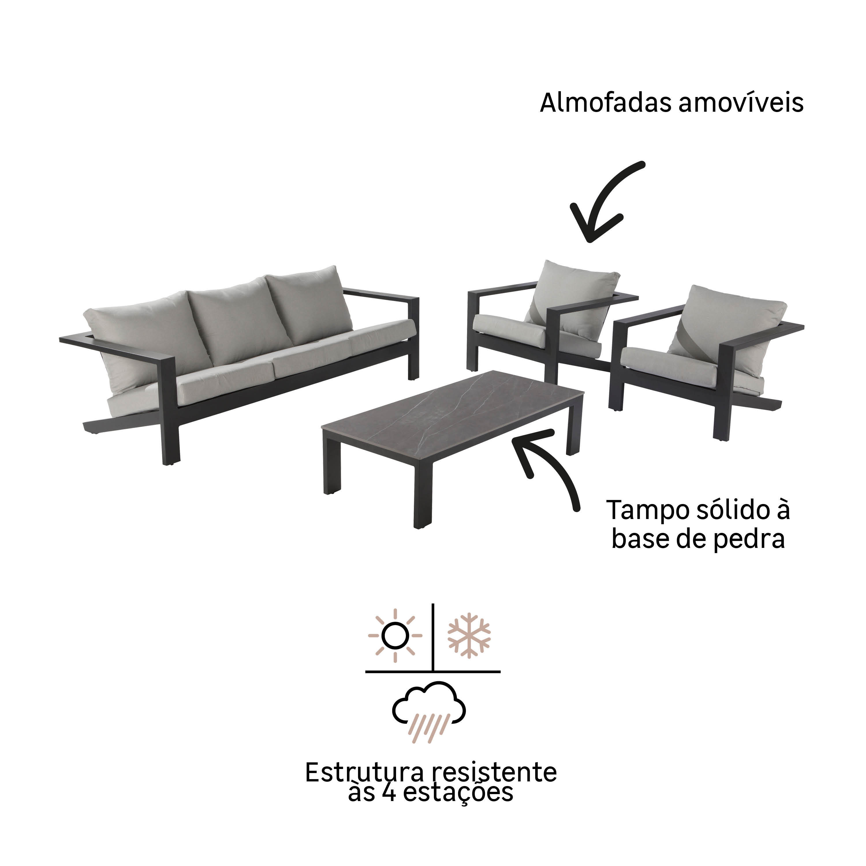 Conjunto relax alumínio e betão cinzento escuro Naterial Olympia - 10